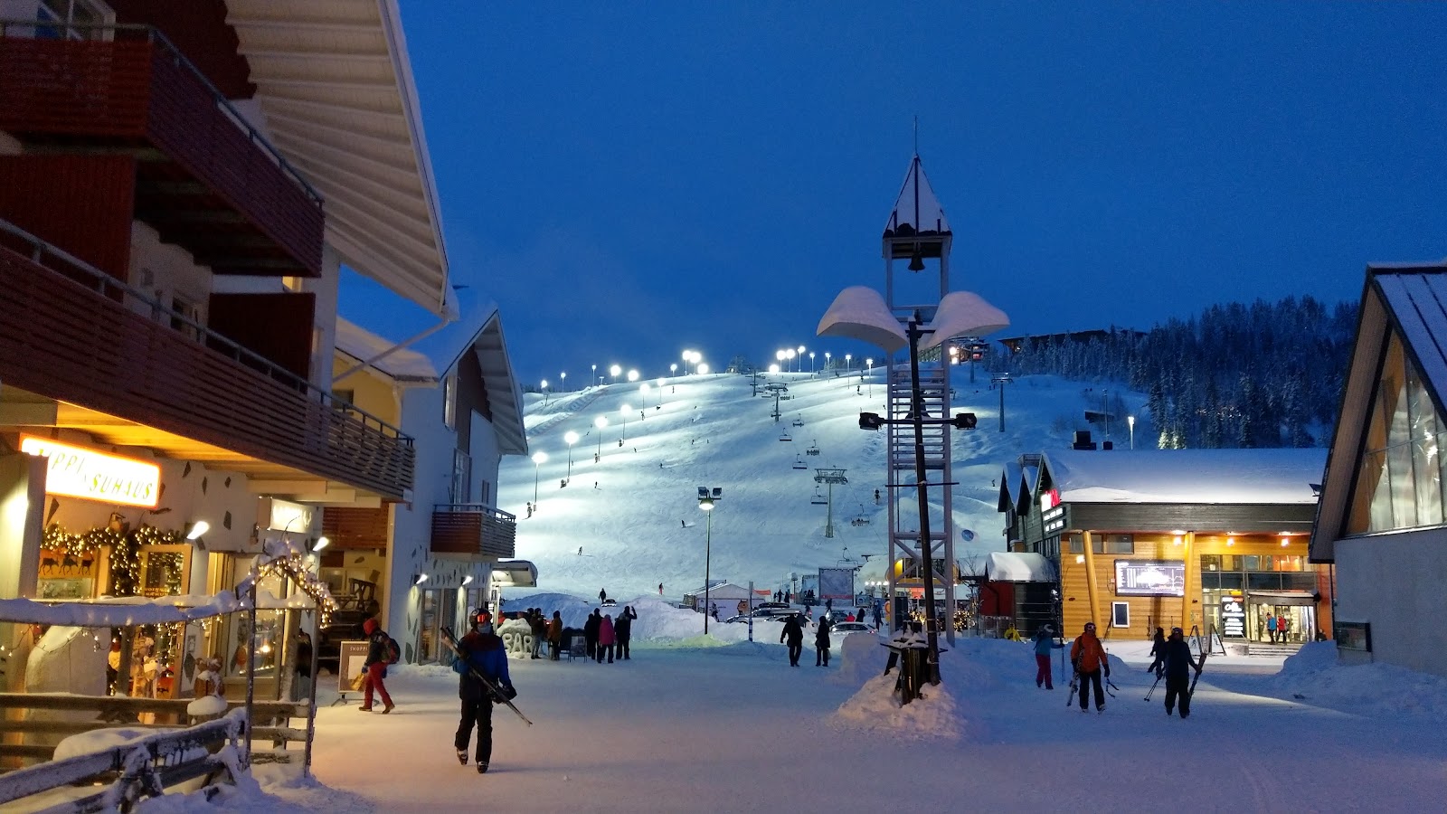 The ski in ski out village and lifts at Levi