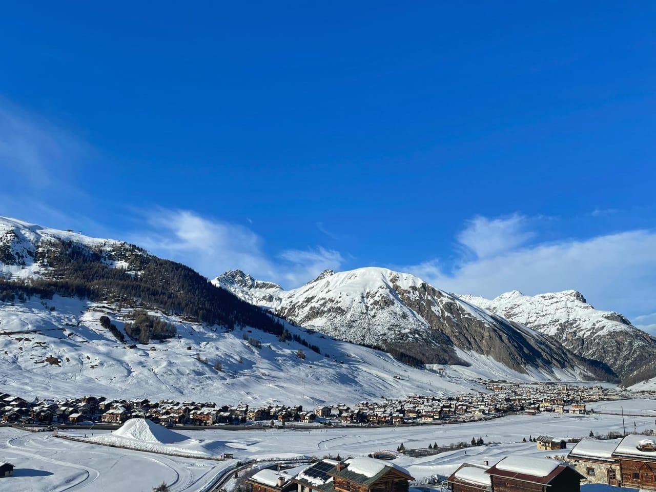 The high snowy valley of Livigno under a clear winter sky