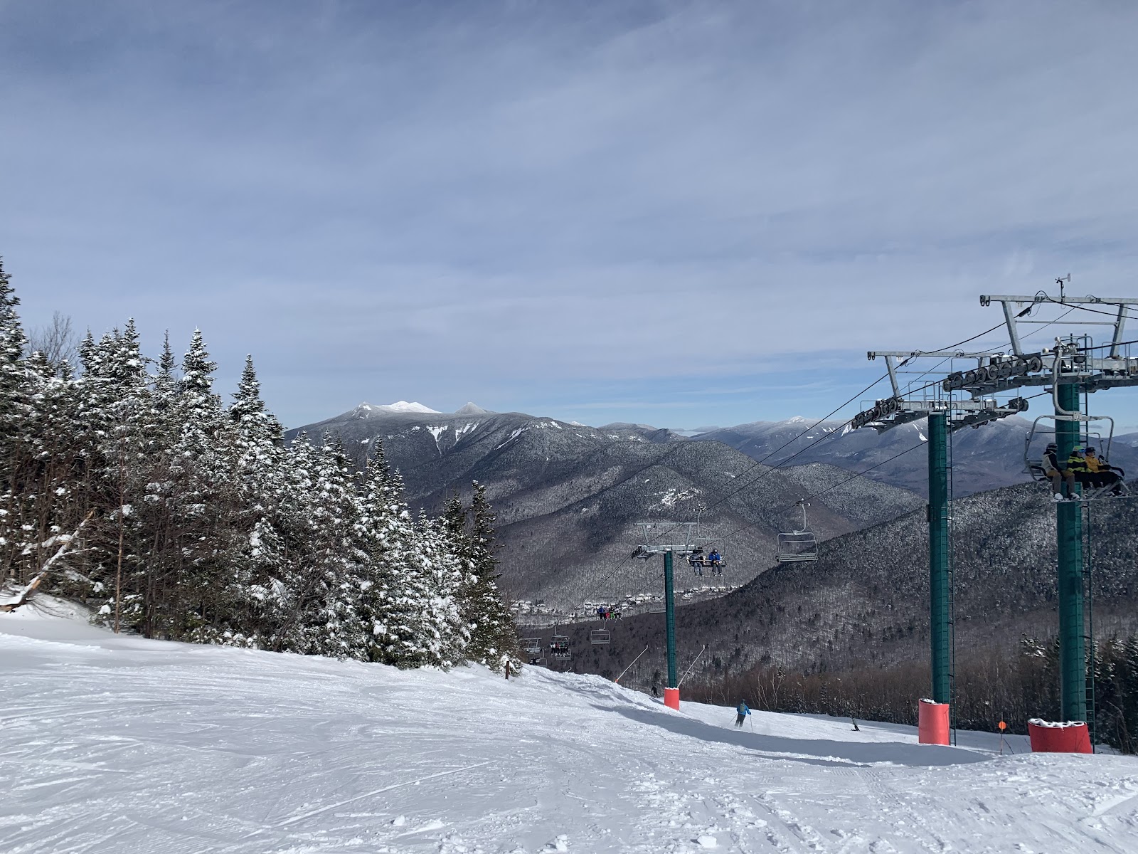 Groomed trails and chairlifts at Loon Mountain in the White Mountains of New Hampshire