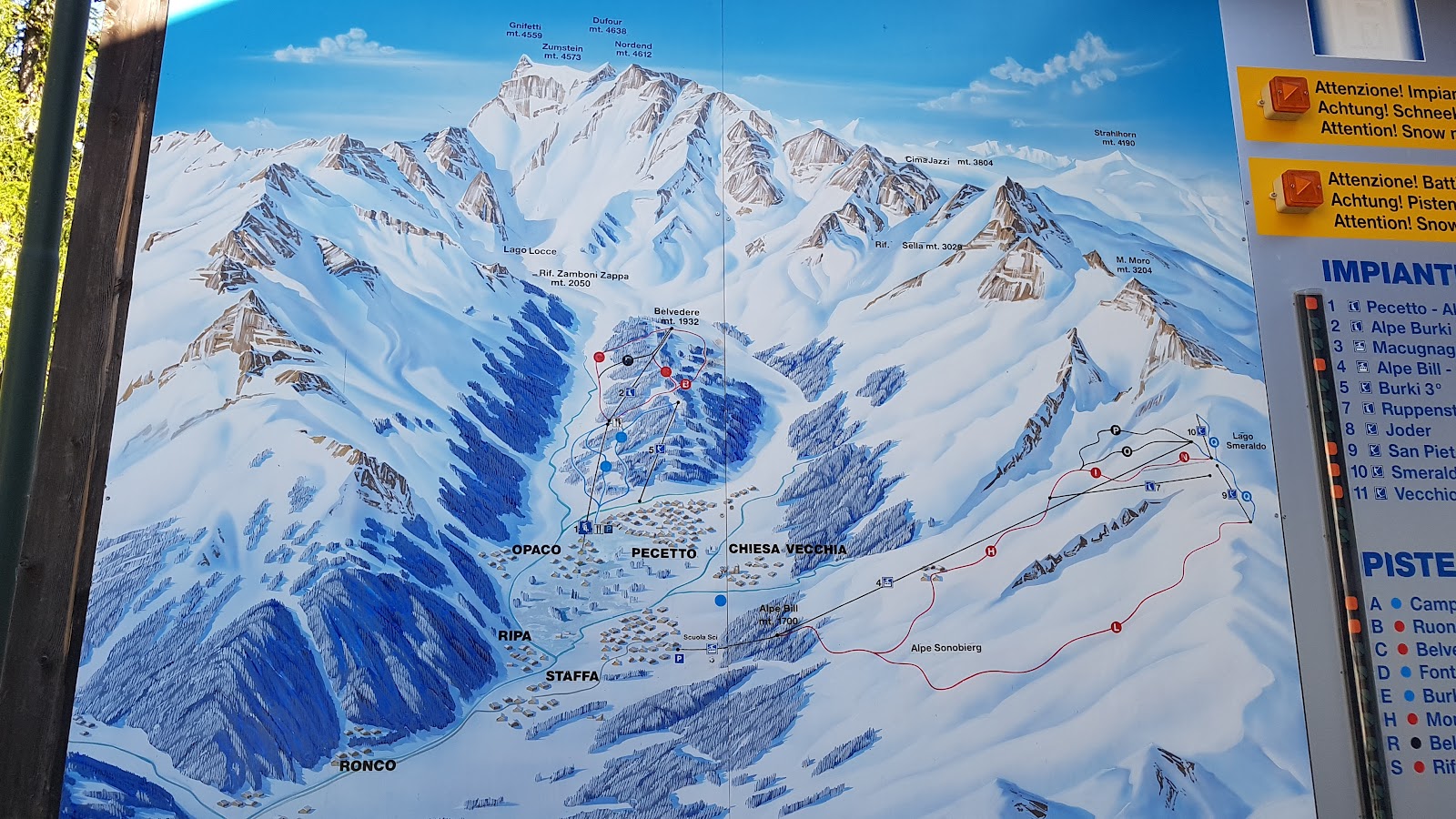 The great east face of Monte Rosa above the village of Macugnaga in winter