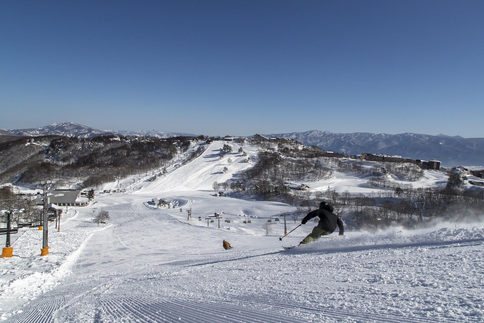 Snow covered tree runs and powder terrain at Madarao Kogen in northern Nagano Japan