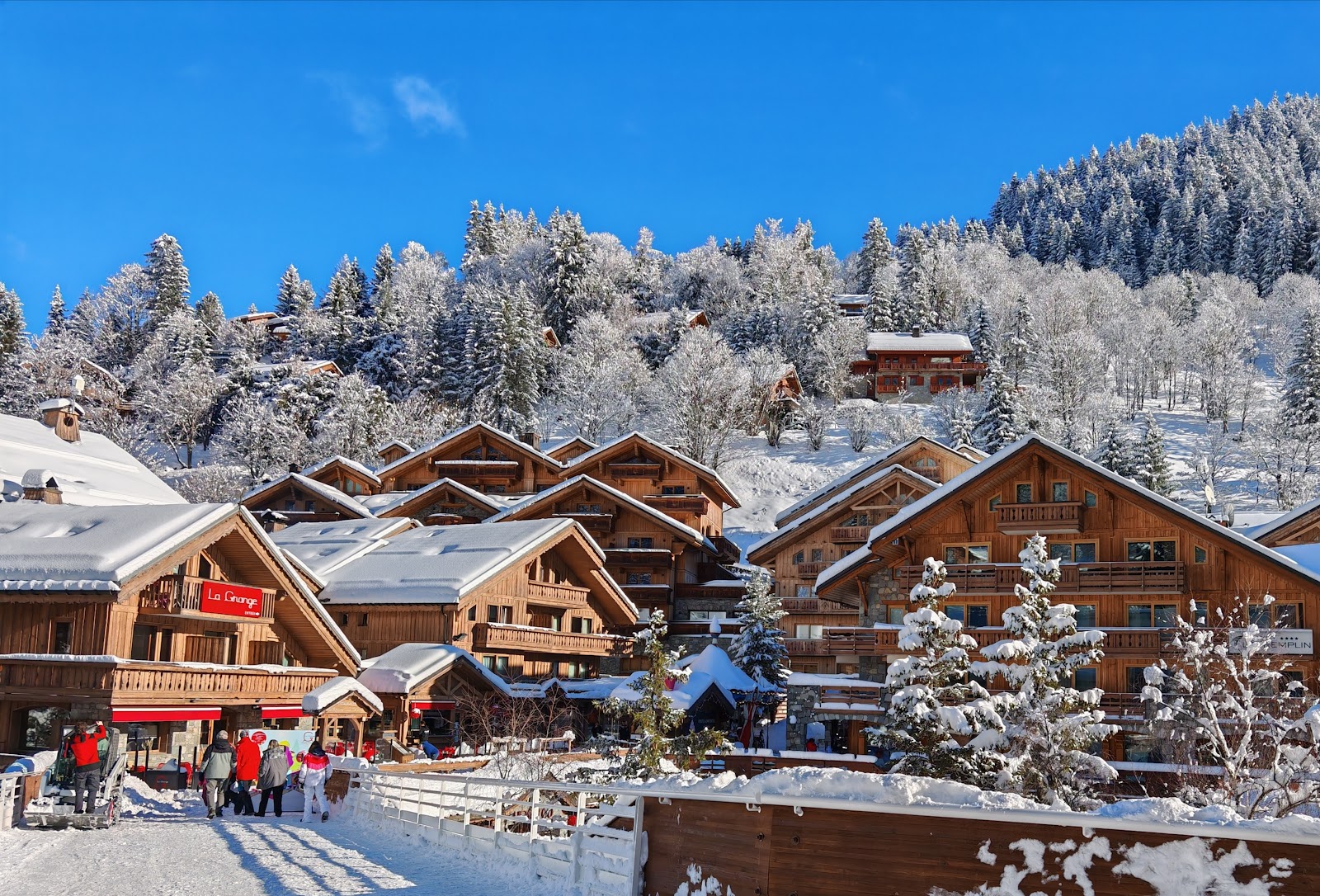 A snowy mountain village scene in Meribel