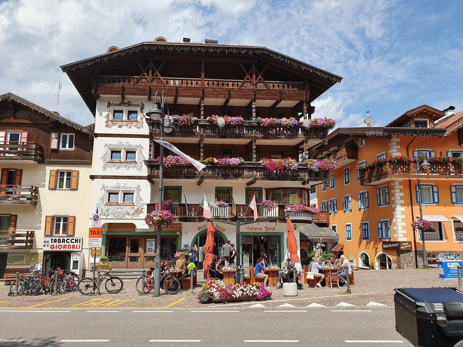 The traditional town of Moena under snow in Trentino
