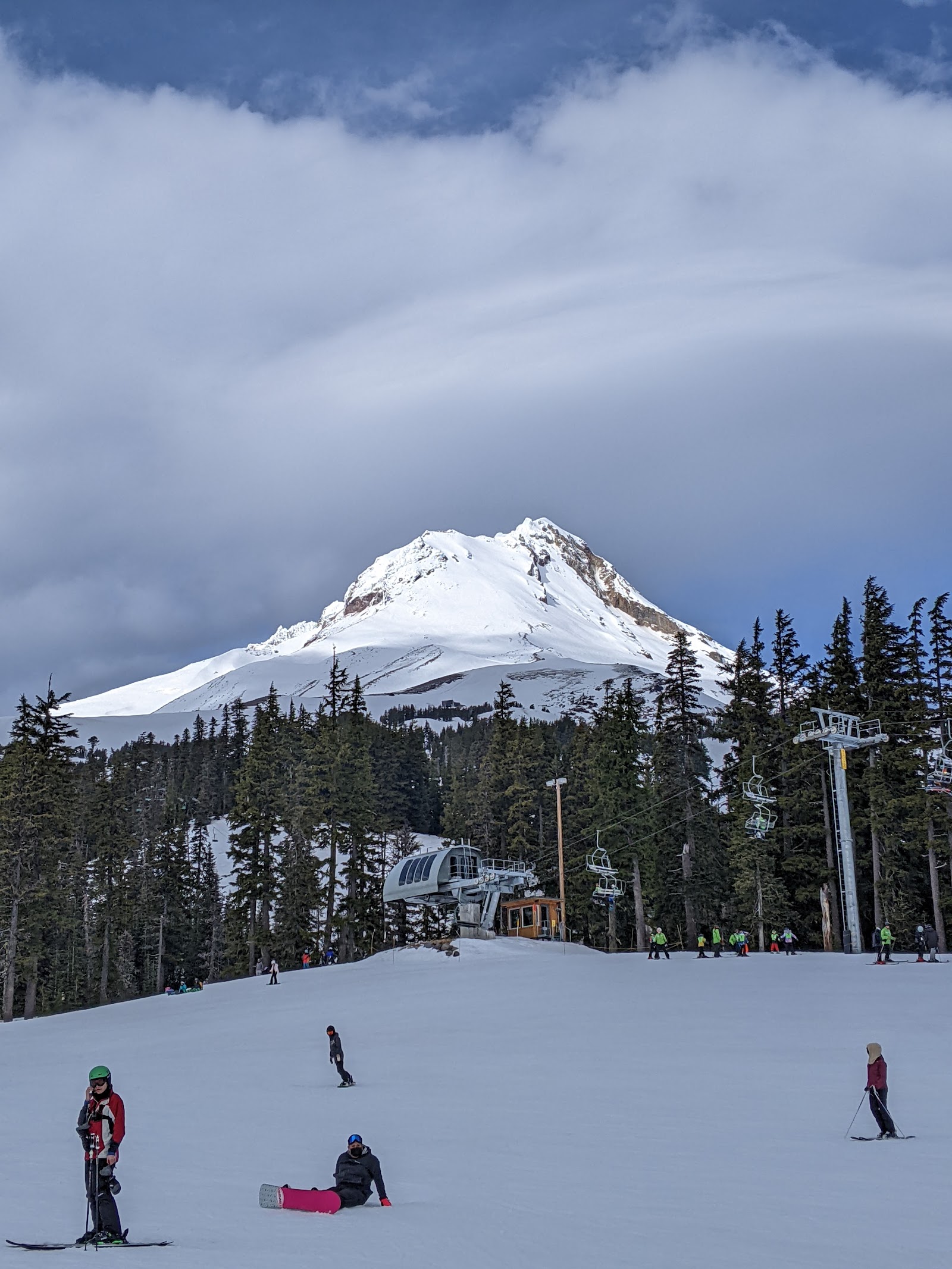 Wide groomed intermediate slopes on the front face of Mt Hood Meadows