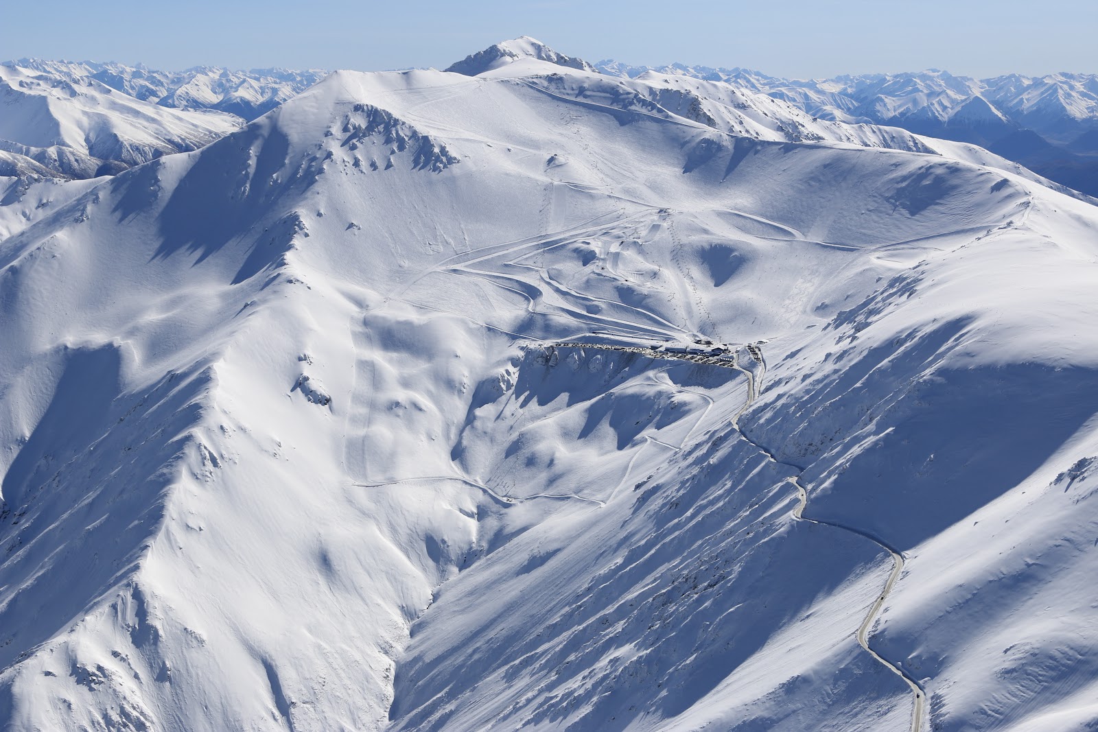 Wide open ski terrain above the treeline at Mt Hutt in Canterbury