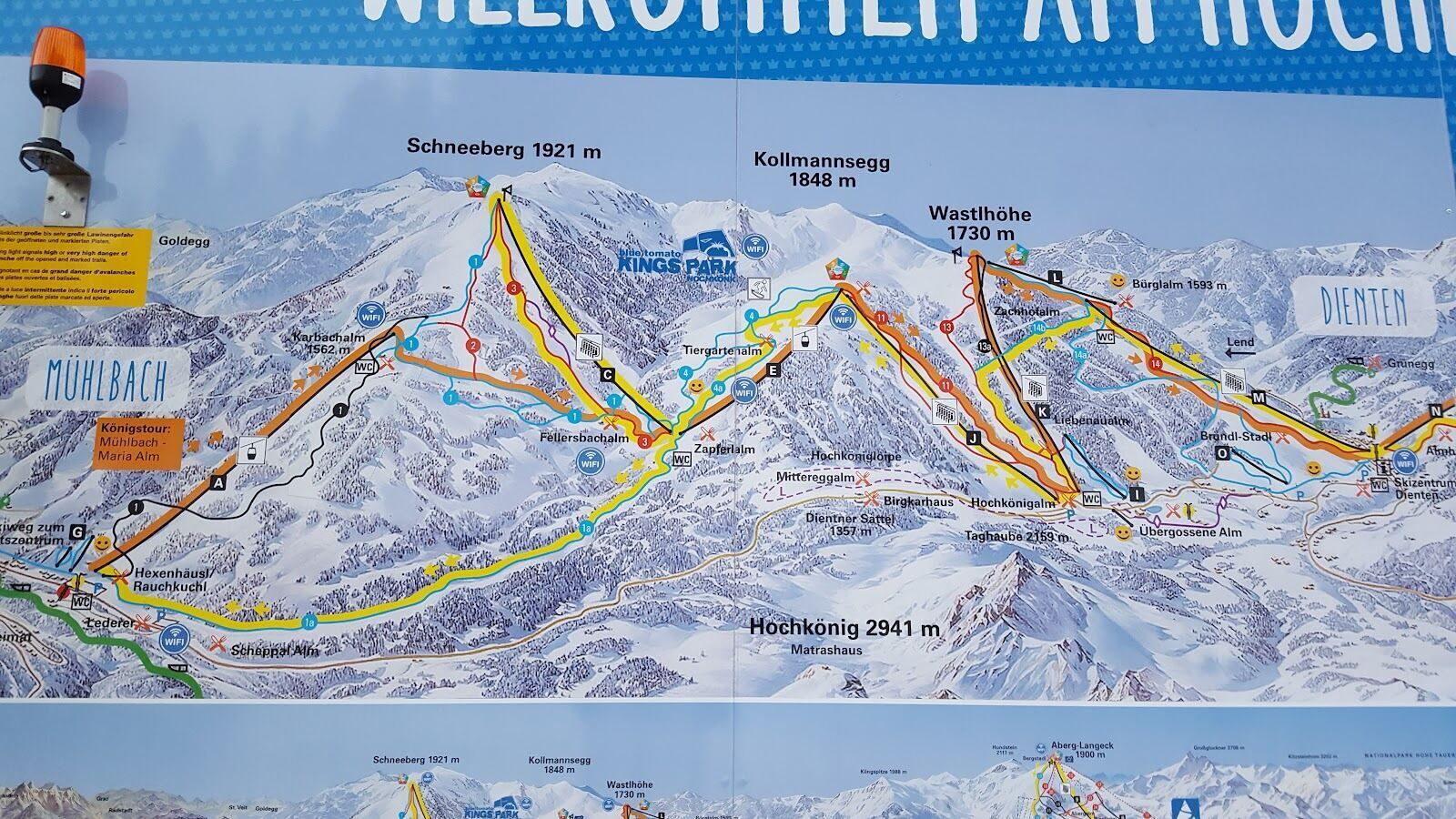 Long gentle pistes on the Hochkonig circuit above Muhlbach