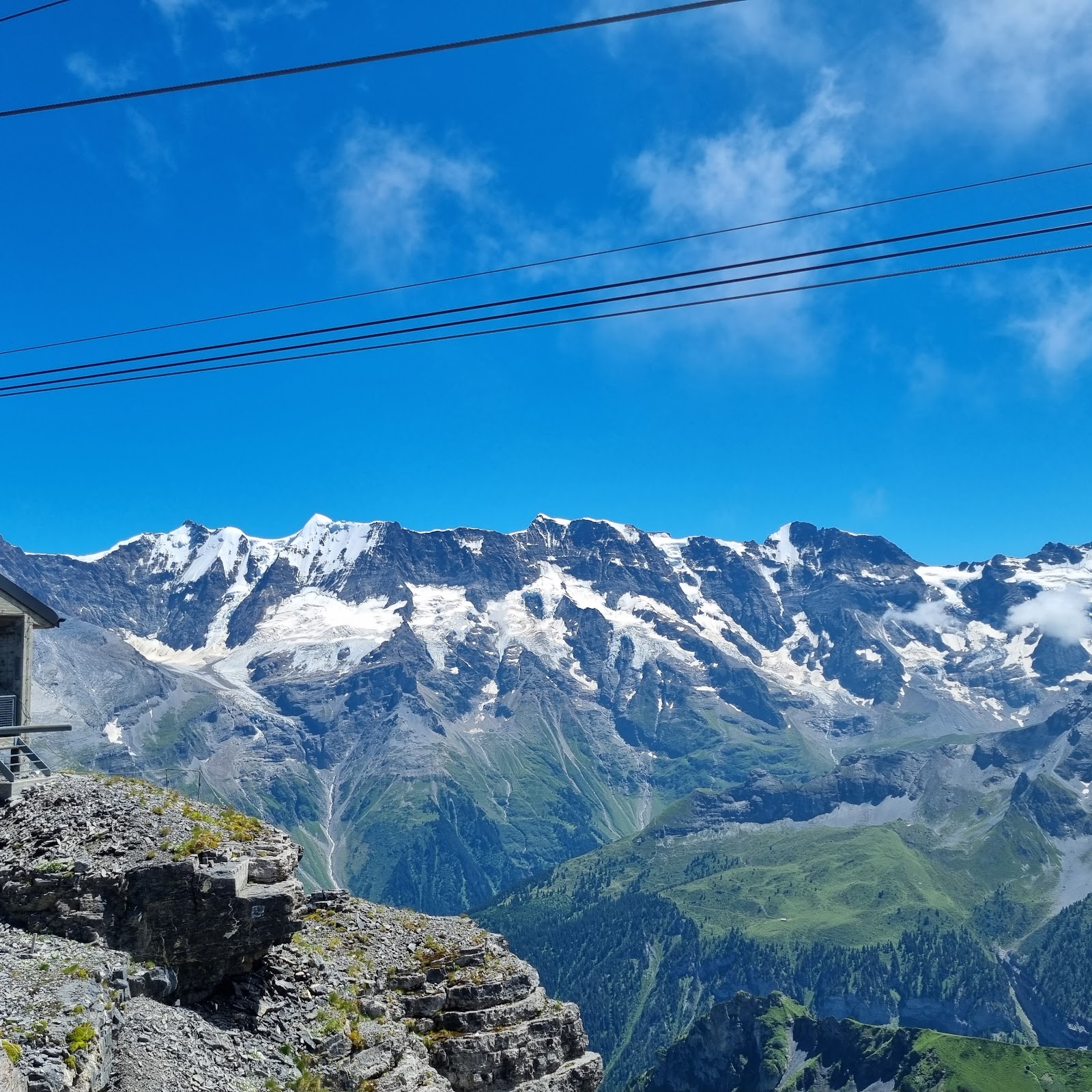 The Schilthorn summit and Piz Gloria revolving restaurant above Murren