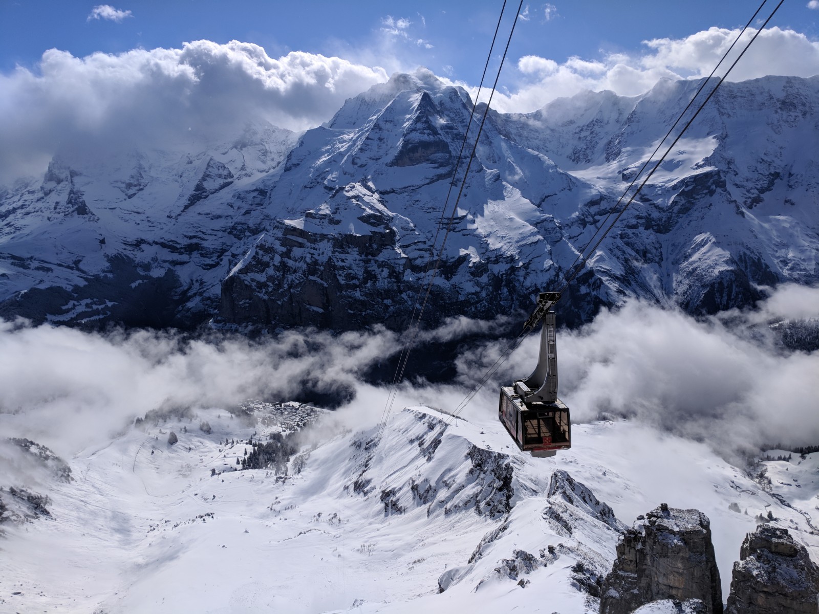 View across the Lauterbrunnen valley from the slopes of Murren