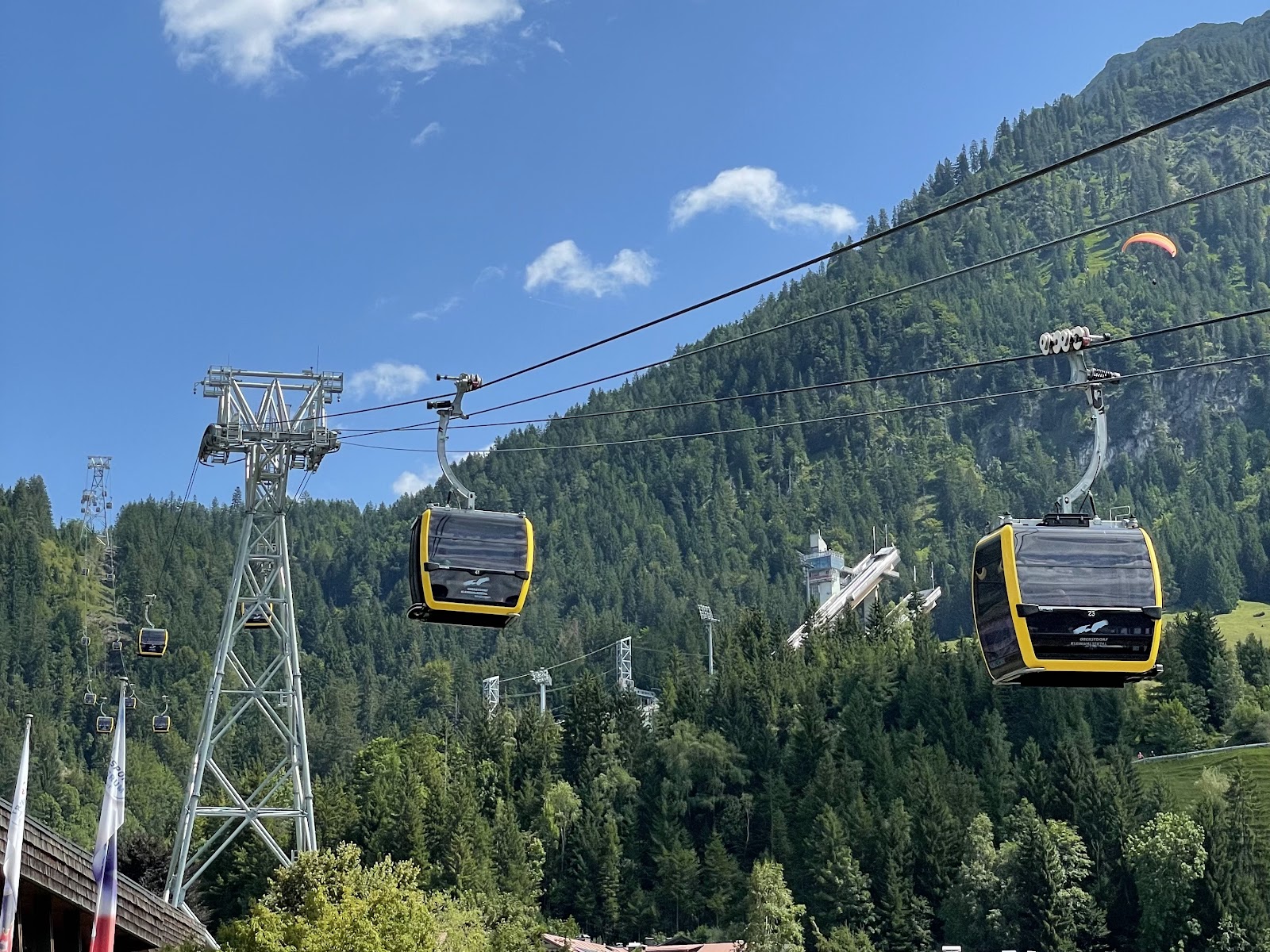 Panoramic viewing platform over a sea of Alpine peaks on the Nebelhorn