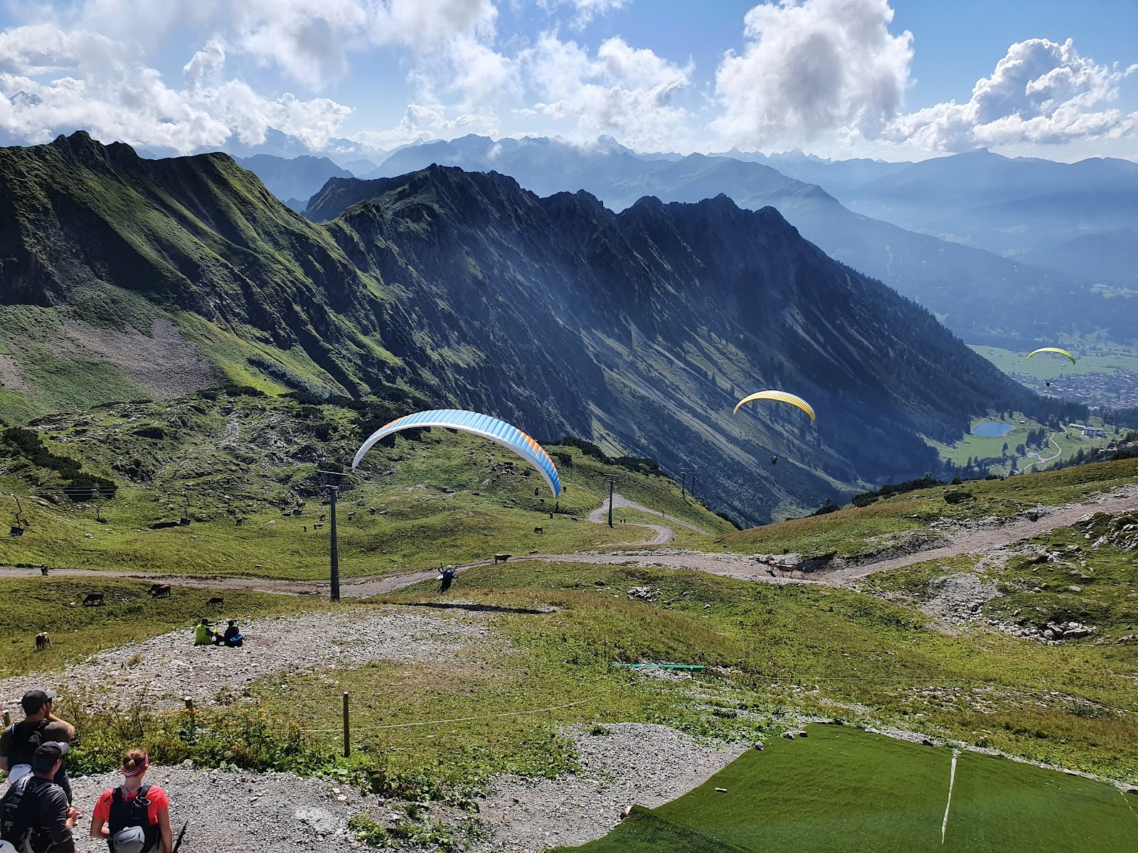 The Nebelhorn cable car rising above snowy slopes near Oberstdorf