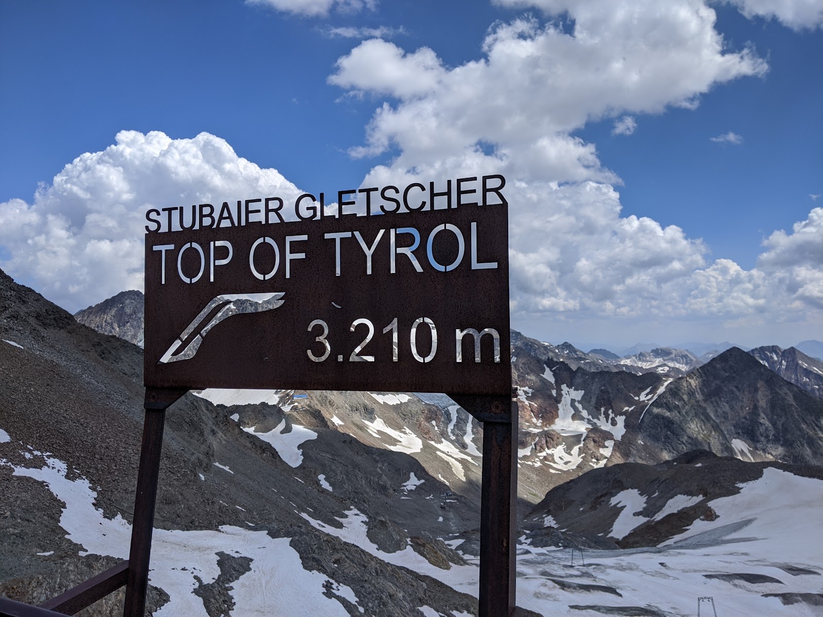 The village of Neustift in the Stubai valley below snowy Tyrolean peaks