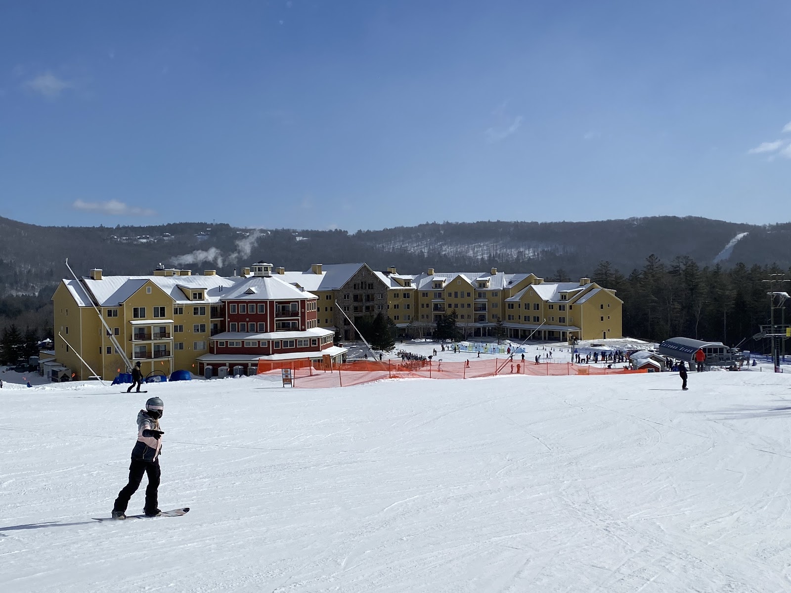 Wide groomed cruising trail at Okemo in Vermont