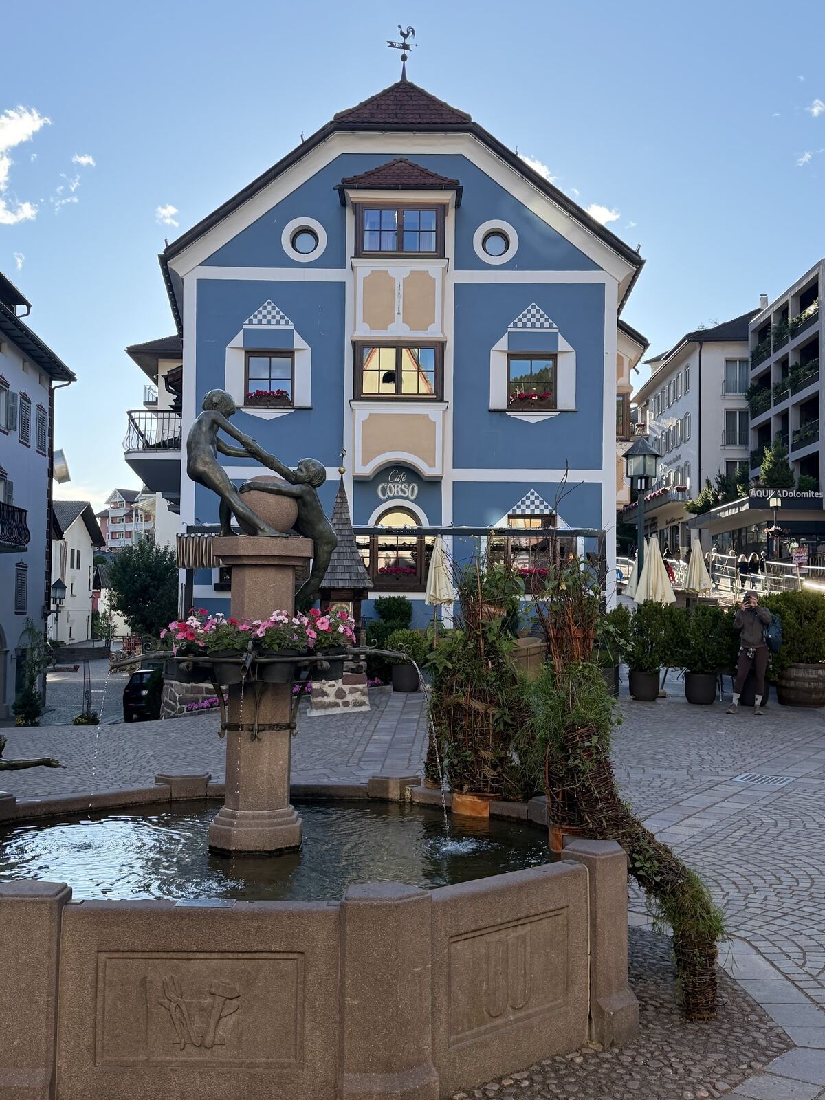 Ortisei town in the Val Gardena under the Dolomite peaks