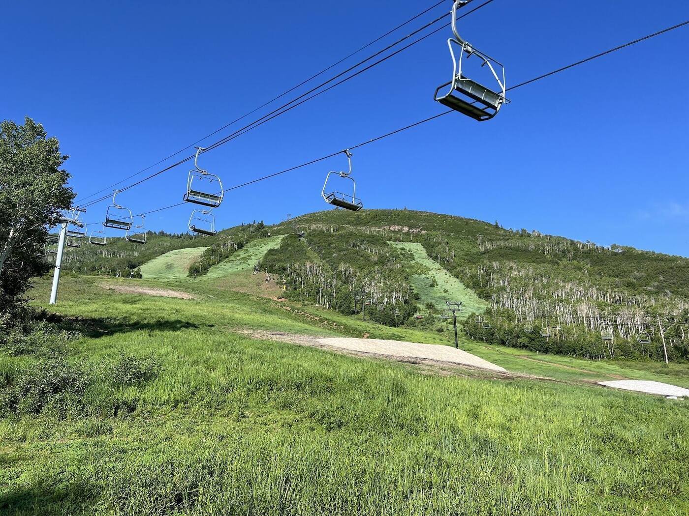 A skier in light dry powder in Jupiter Bowl high above Park City