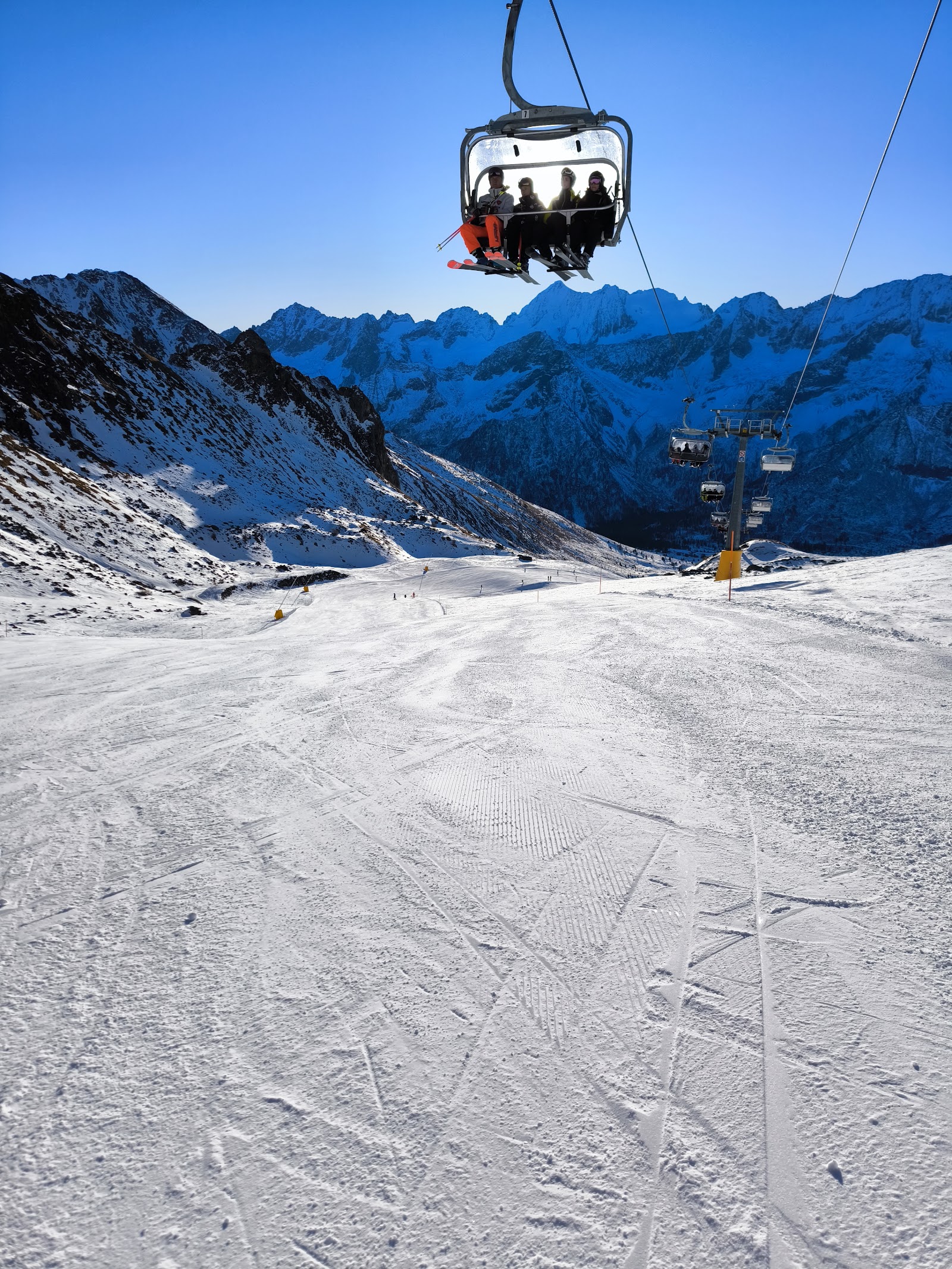 Snowy Lombardy mountains above Ponte di Legno in winter