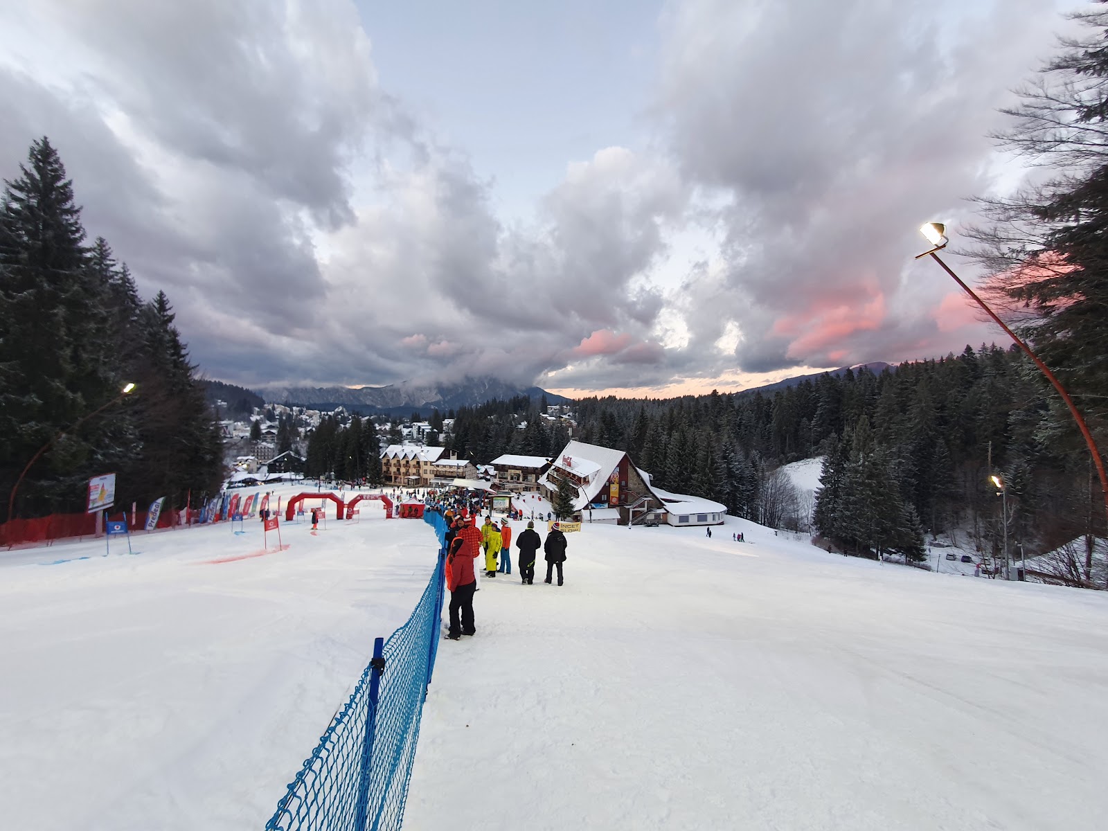 The town of Predeal under winter snow in the Romanian Carpathians