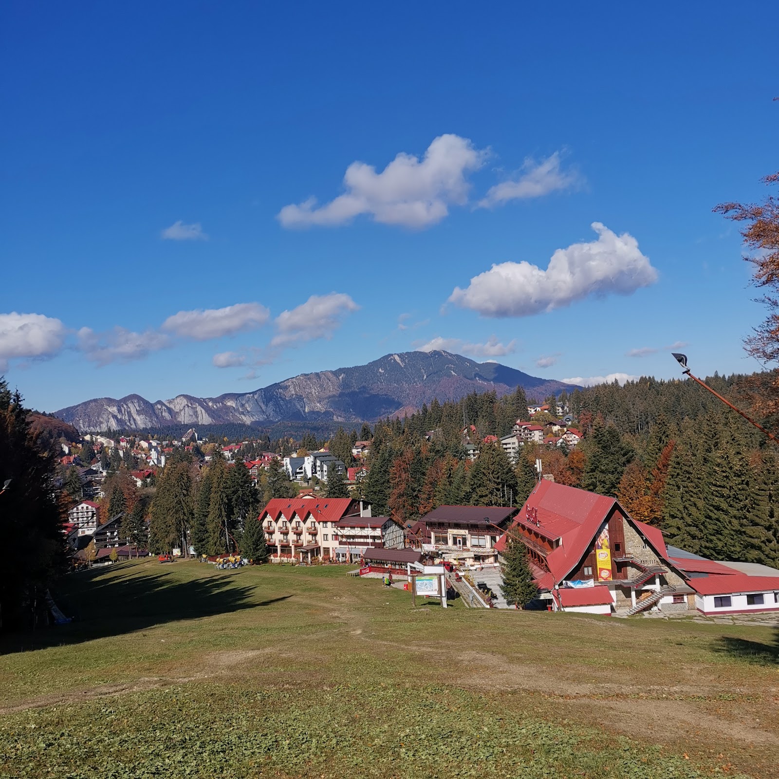 Snow covered pistes and forest above Predeal in the Carpathians