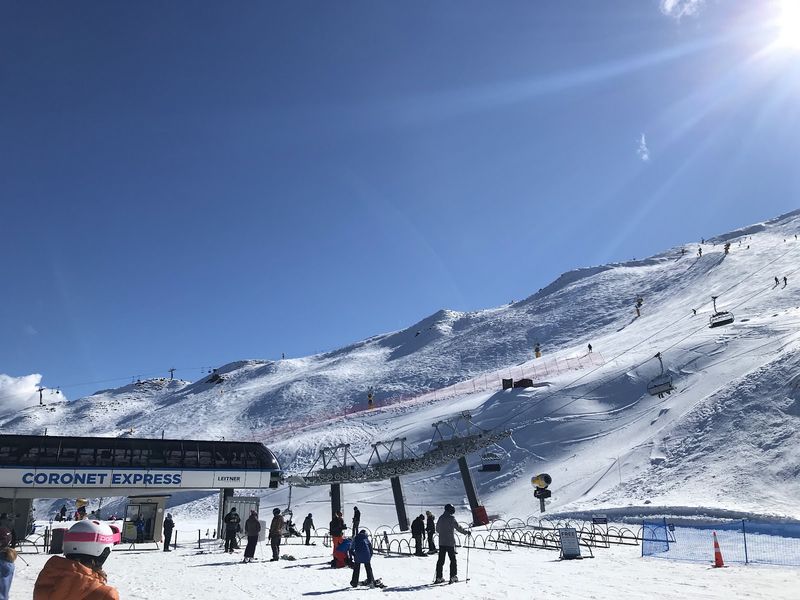 Coronet Peak ski area above Queenstown under winter snow