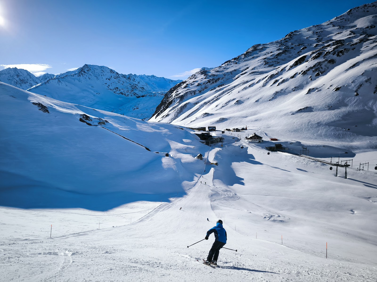 Snowy peaks above the Urseren valley near Realp and Andermatt