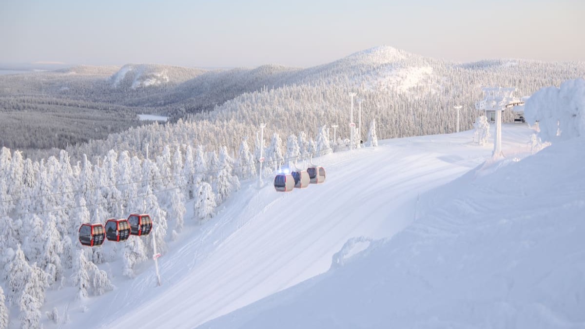 Snow covered fells around the Ruka ski resort in Finnish Lapland