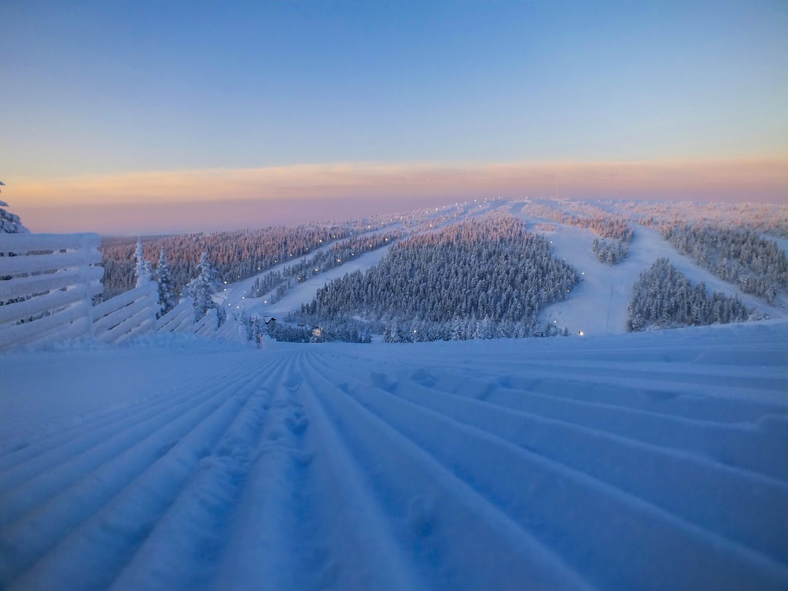 Snowy fells and gentle slopes at Saariselka in Finnish Lapland