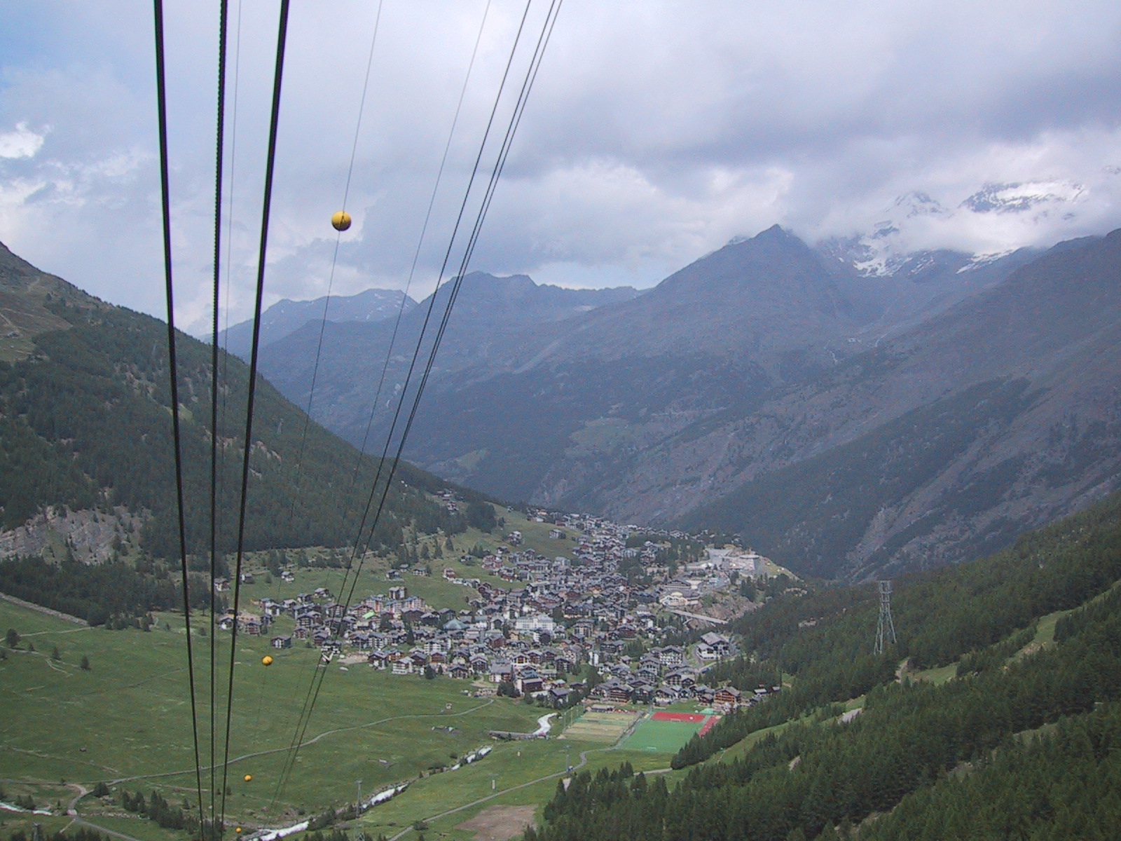 Snowy chalets and a quiet car free lane in the village