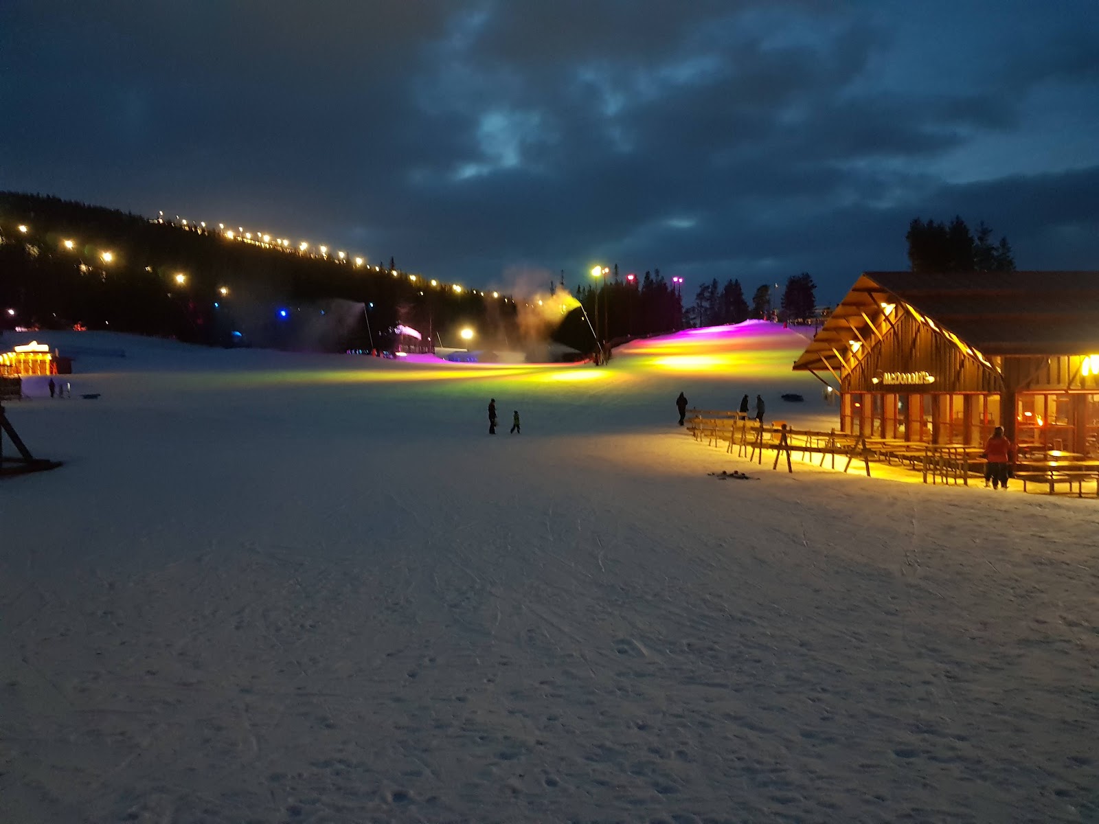 Cold snowy forest and slopes at a Salen lift base in Dalarna