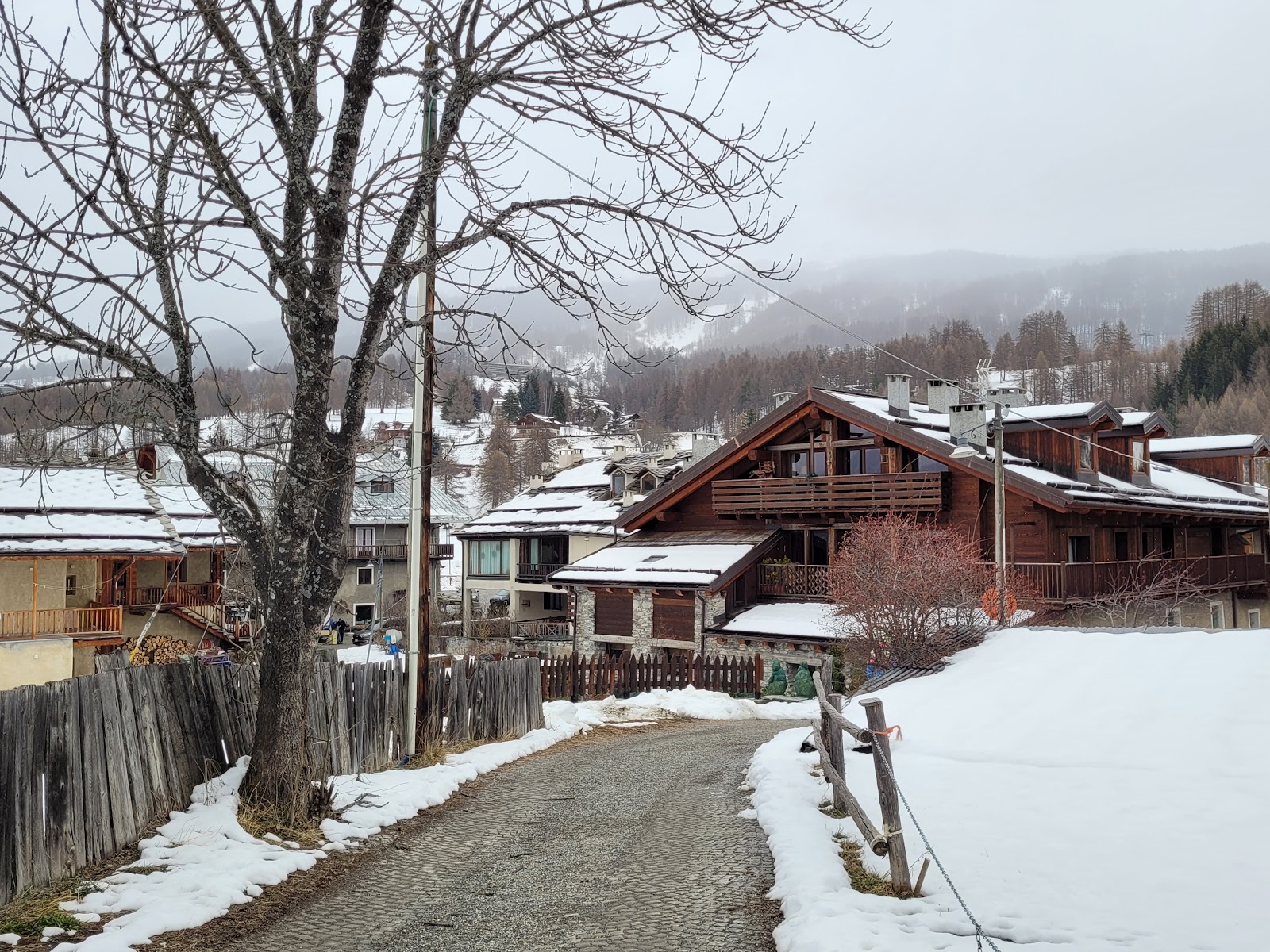 An alpine ski village in the Piedmont mountains near Sansicario