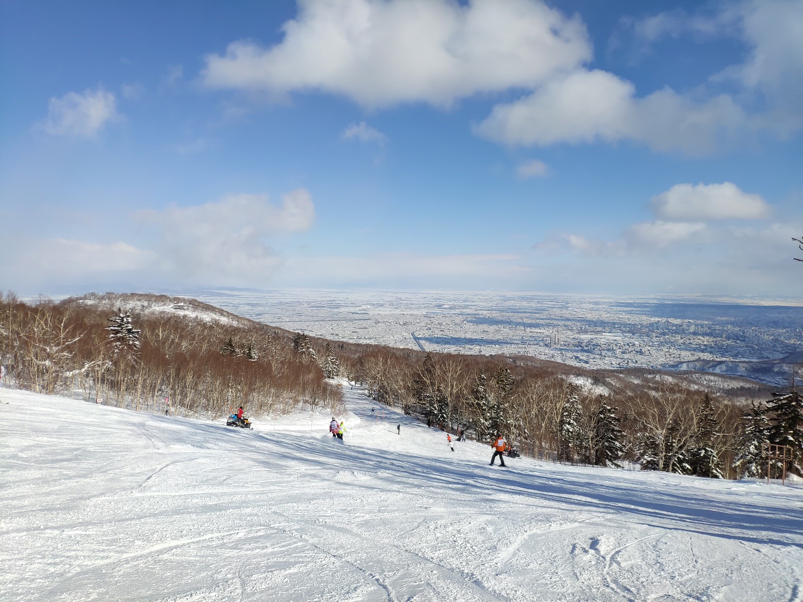 Groomed Olympic heritage ski slopes at Sapporo Teine in Hokkaido