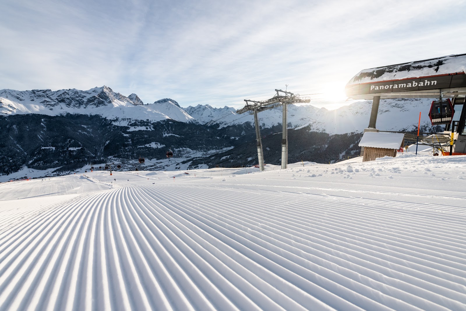 Snowy Graubunden peaks above the Surses valley