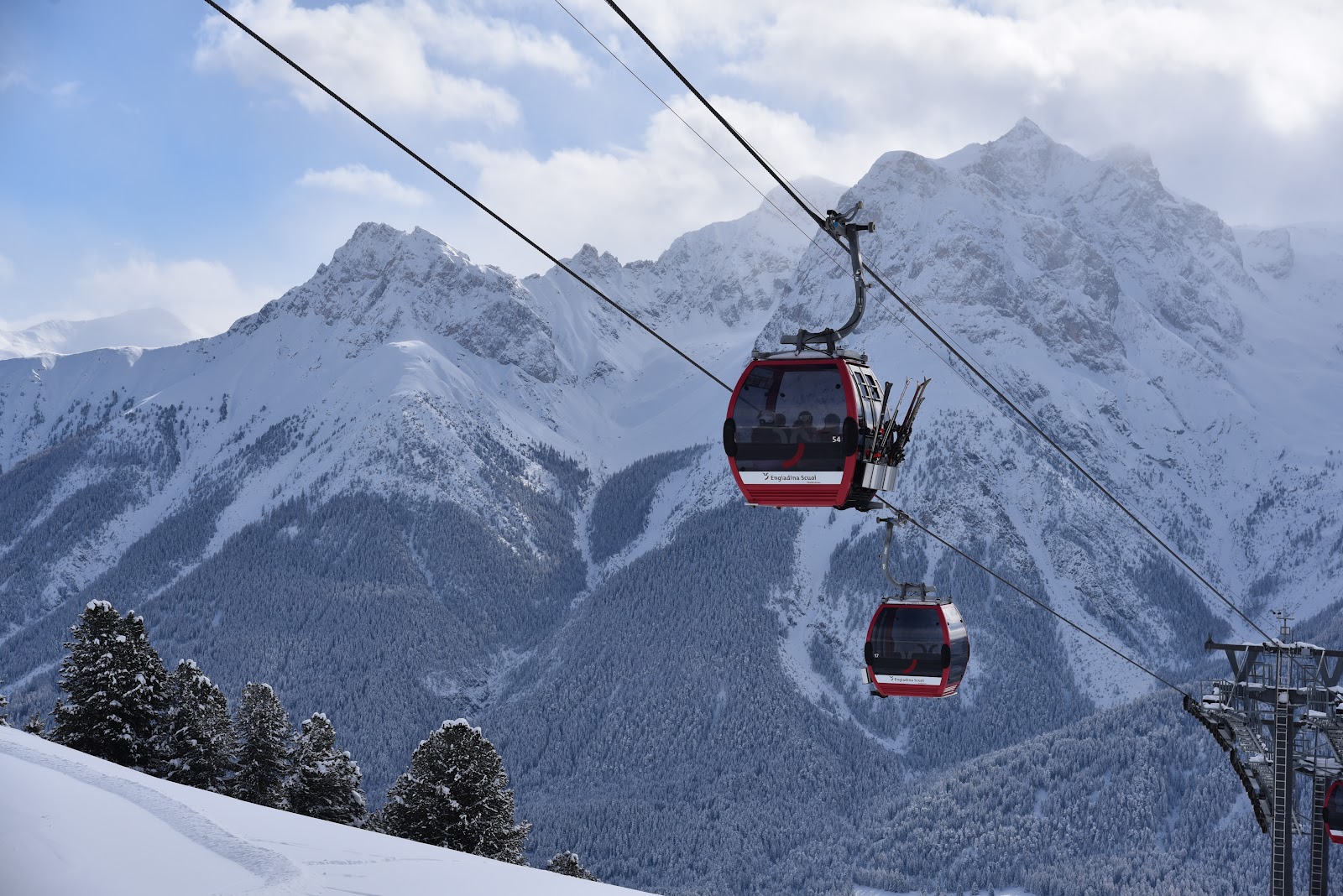 Scuol spa town in the Lower Engadine under winter snow