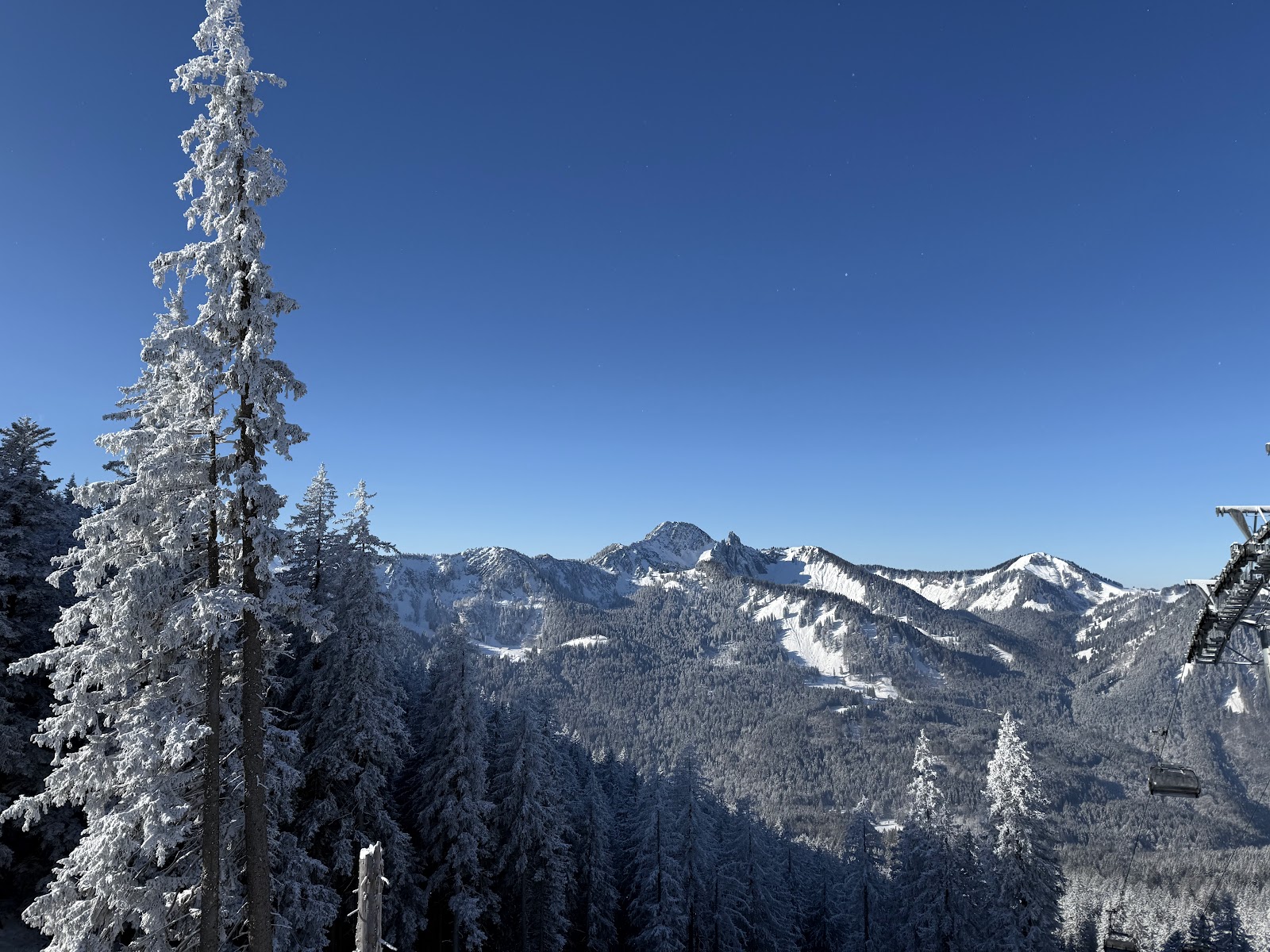 Snowy Bavarian hills and forest around the Spitzingsee ski area