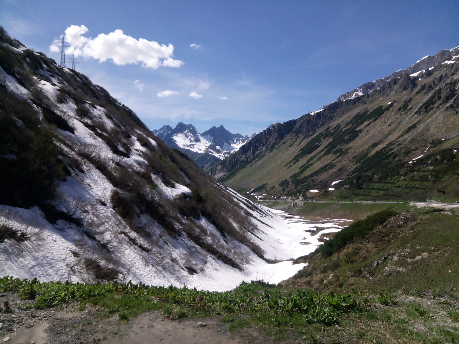 The high hamlet of St Christoph on the Arlberg pass with ski slopes above