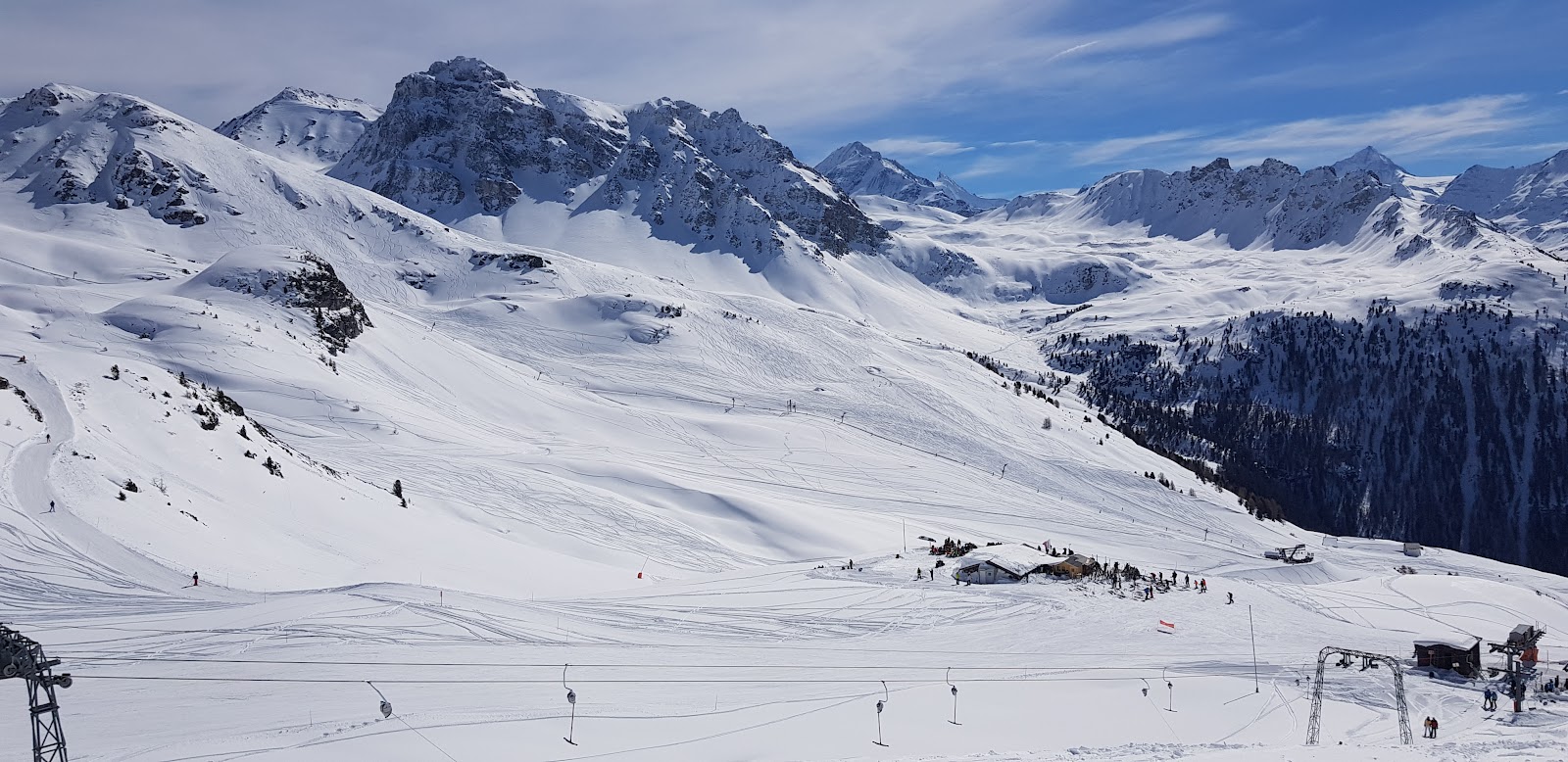 Traditional timber chalets of the Val d Anniviers under snow