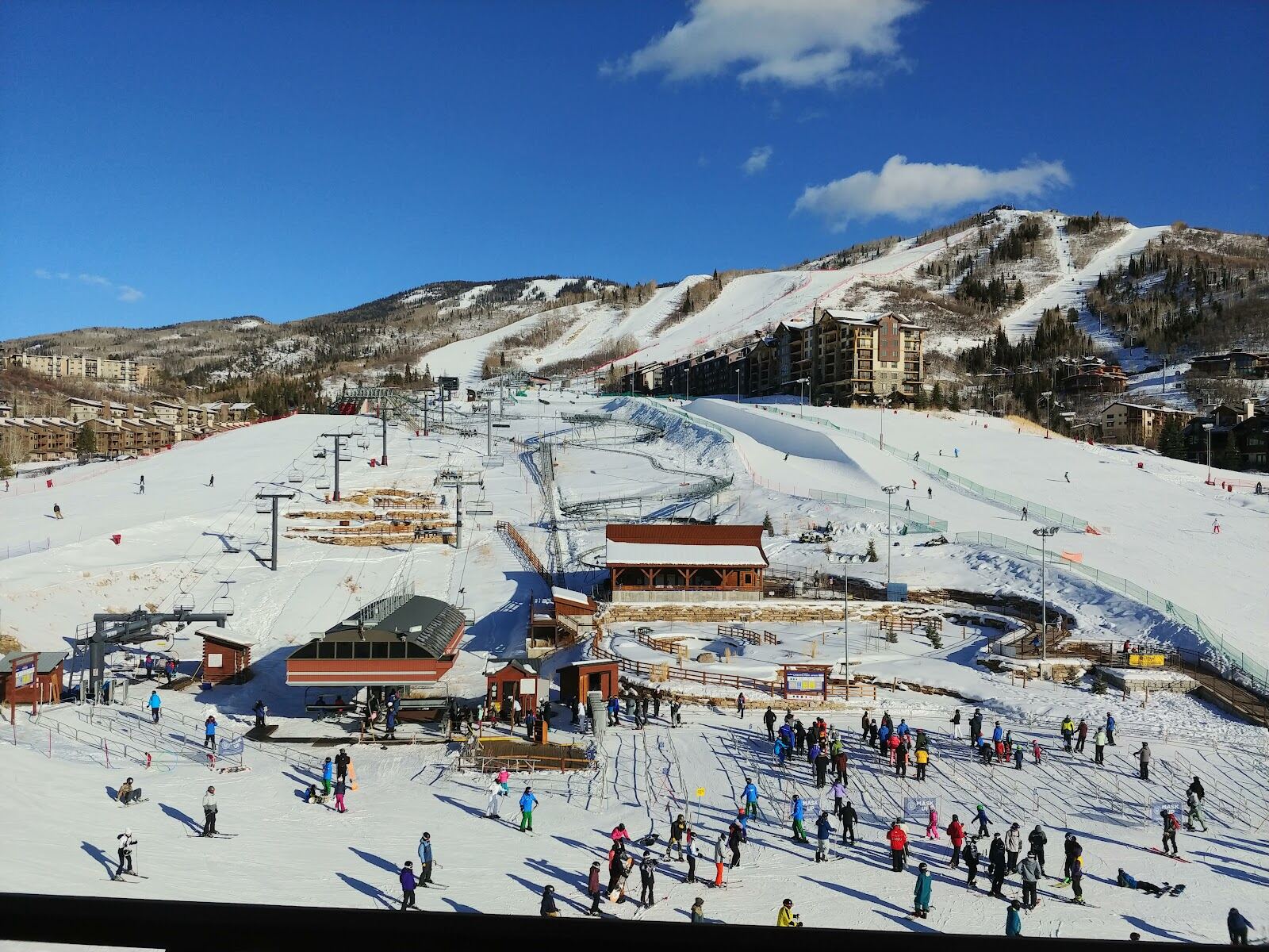 Snowy slopes and lifts on Mount Werner above Steamboat in Colorado