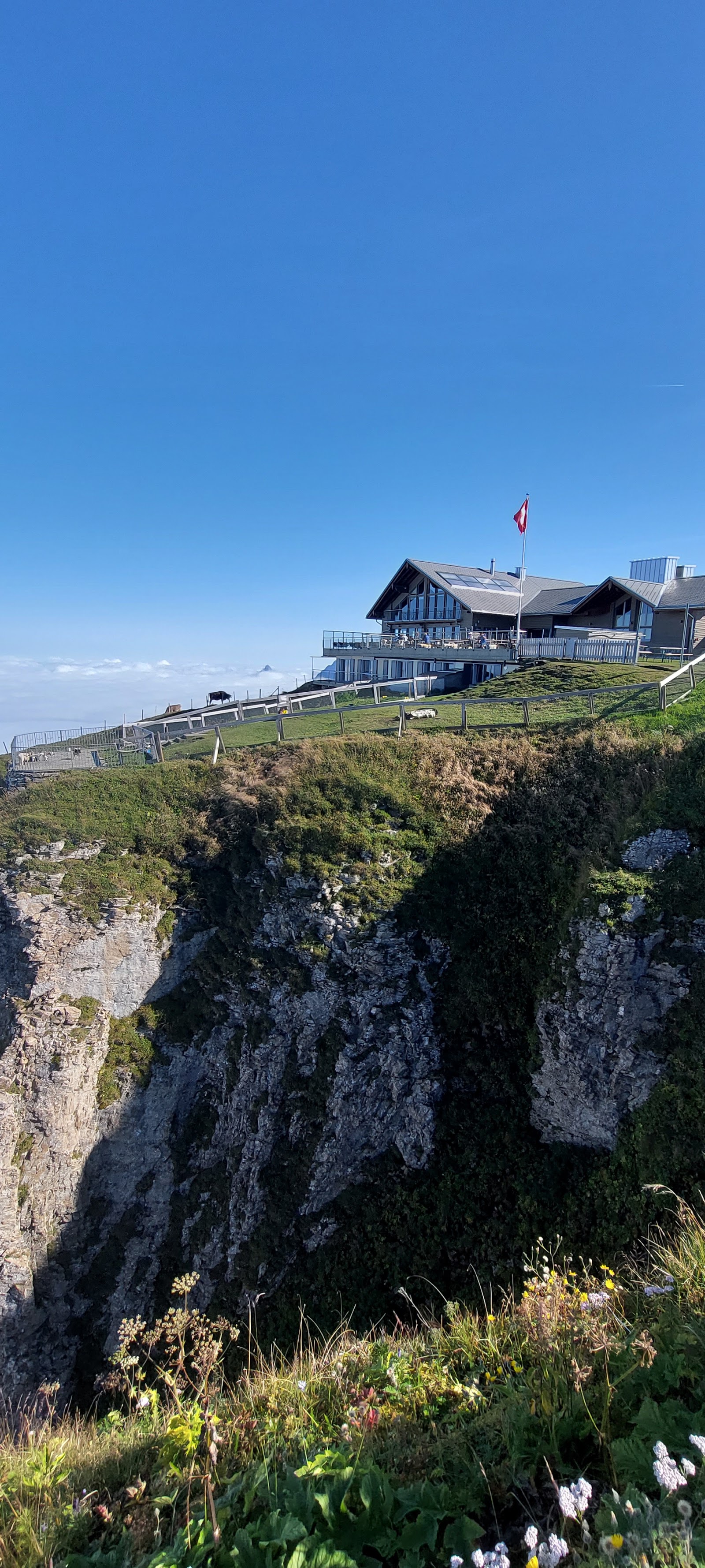The car free cliff top village of Stoos above Lake Lucerne in winter
