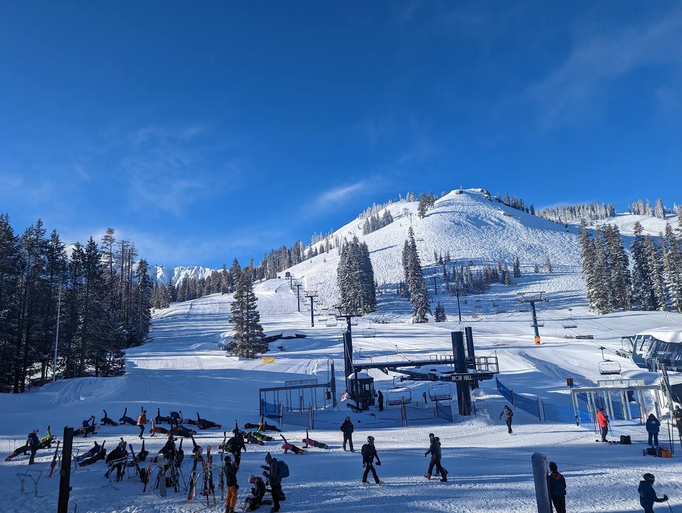 Snow covered peaks and slopes at Sugar Bowl near Donner Summit in California