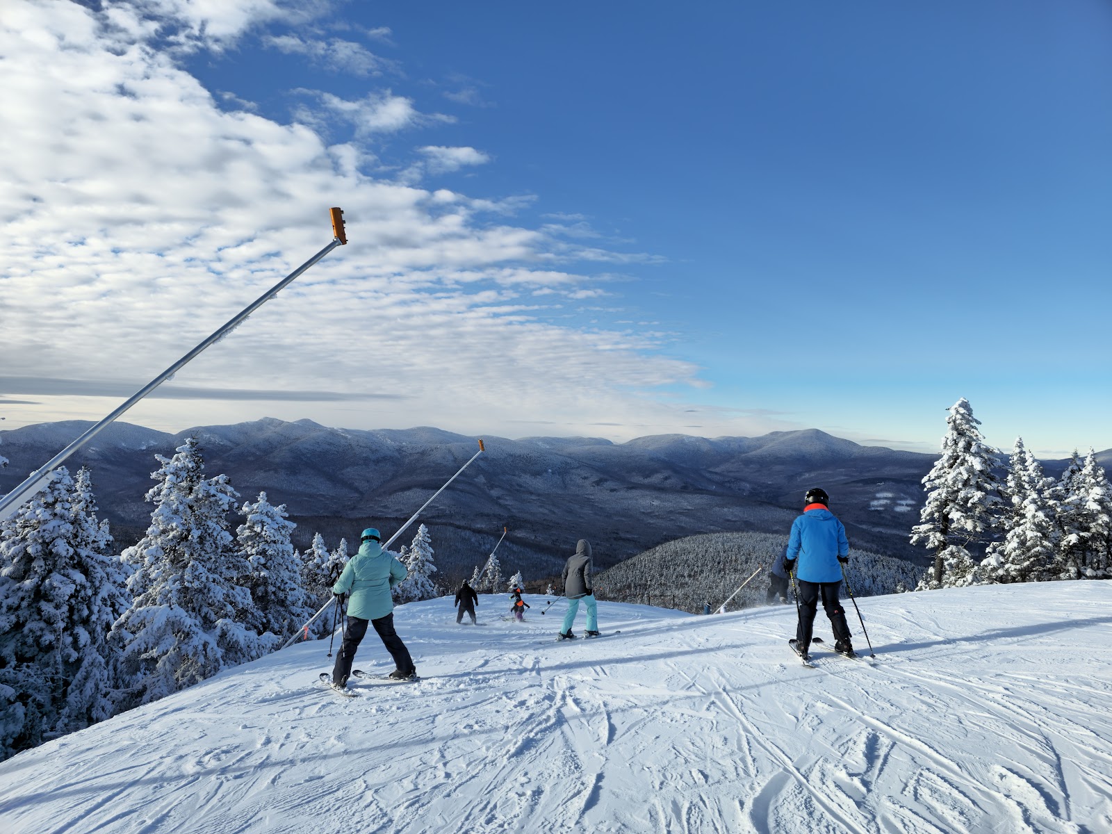 Groomed trails linking the peaks at Sunday River in Maine