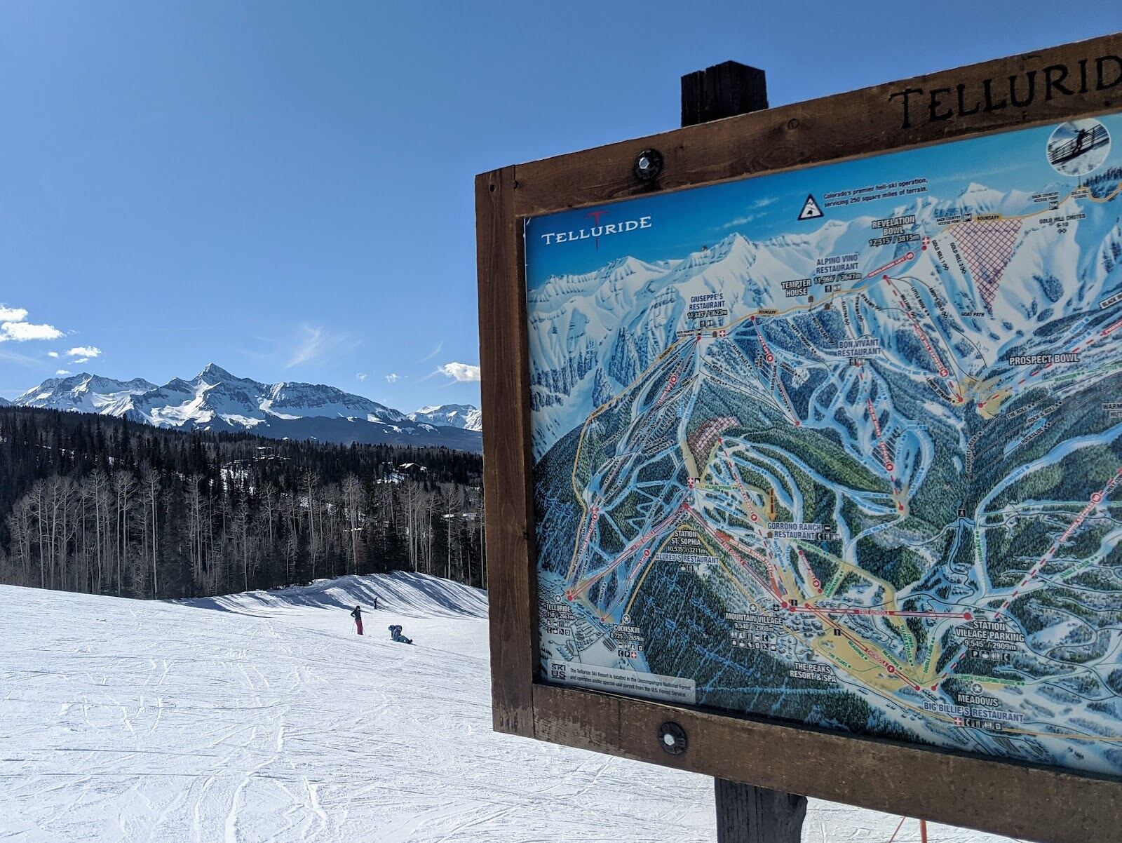 The Telluride box canyon and snowy peaks above the historic town