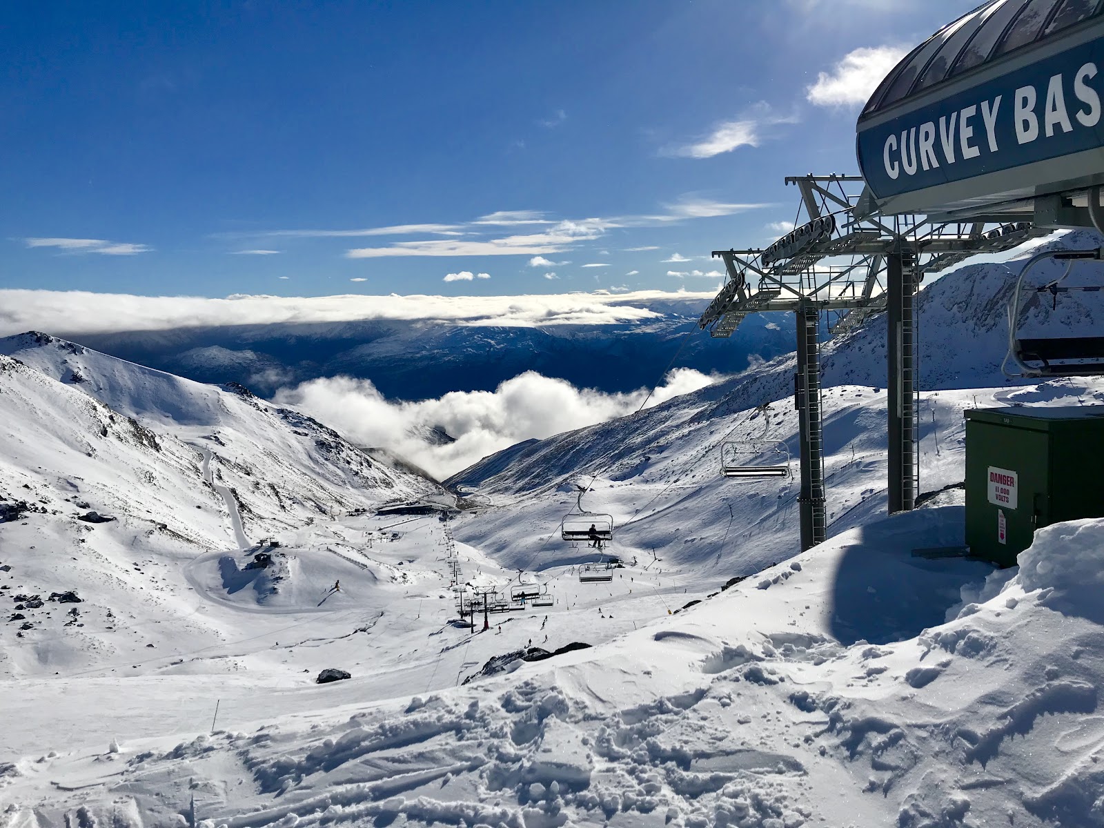 Sunny beginner and intermediate basins at The Remarkables above Queenstown
