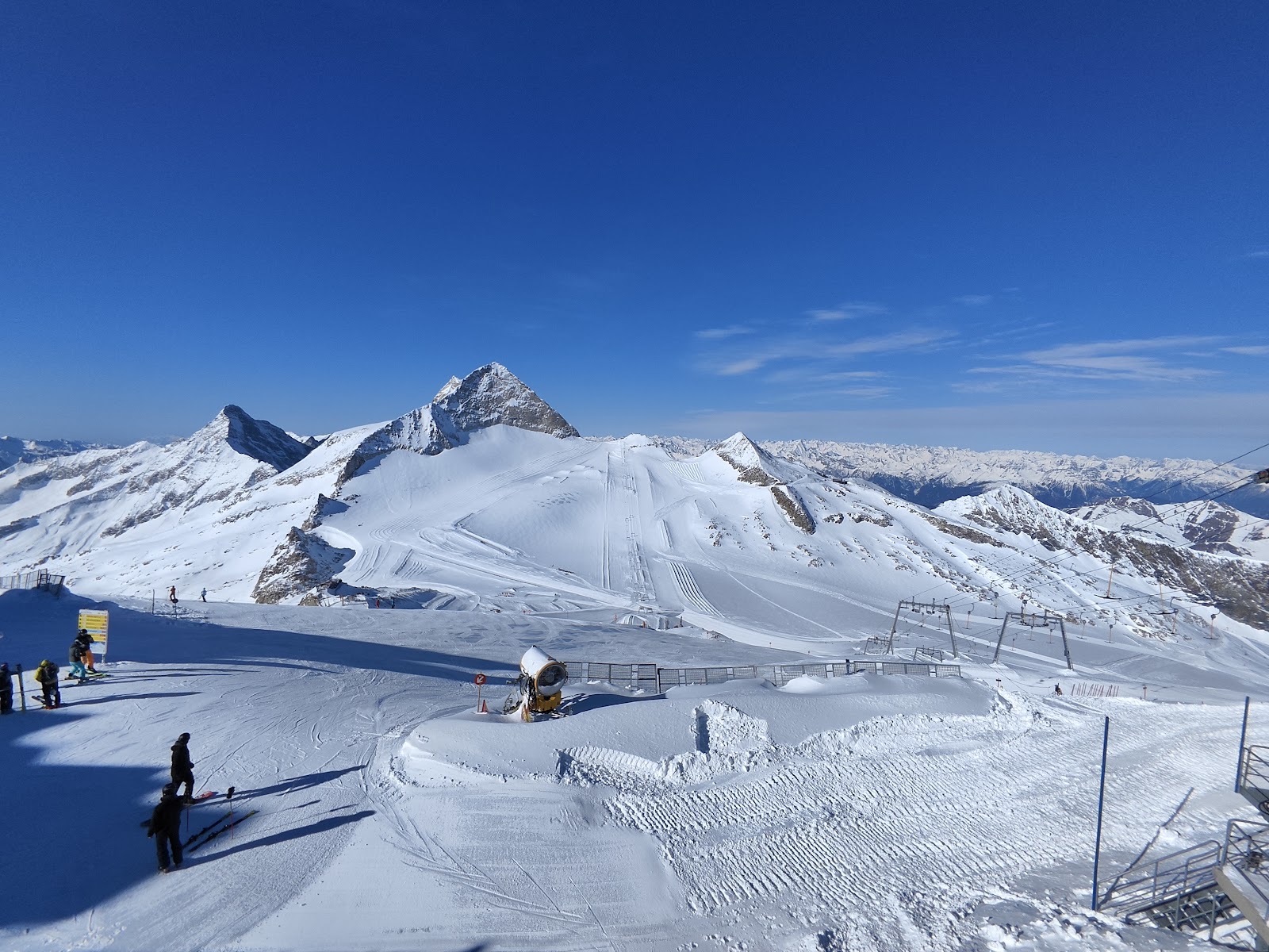The Hintertux glacier rising above the Tux valley in the Zillertal in winter