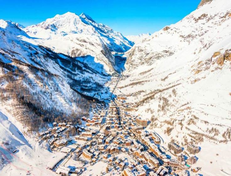 High snowy peaks and pistes of the Espace Killy ski area