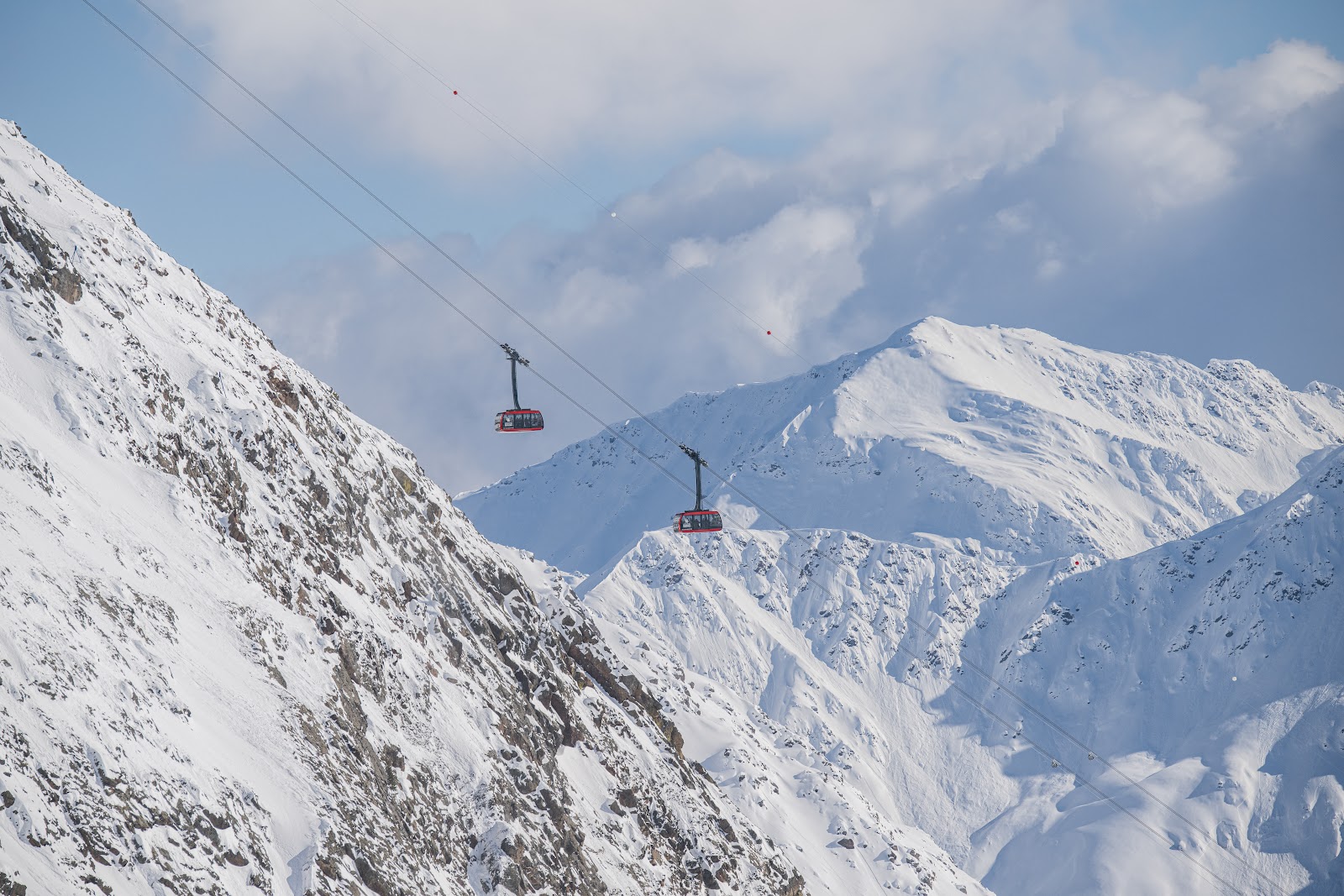 The high Schnalstal glacier above Val Senales in South Tyrol in winter