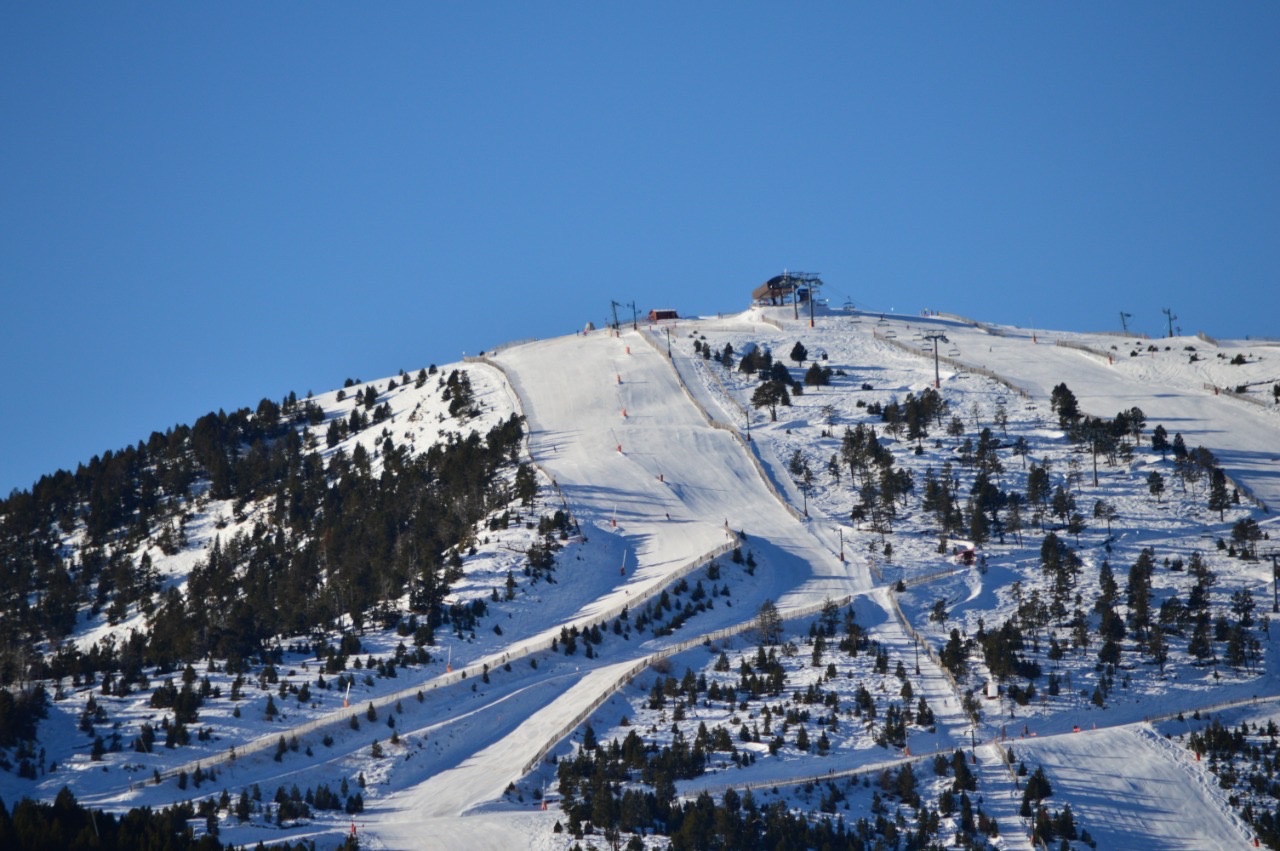 Snowy slopes and lifts at Vallnord Pal in Andorra