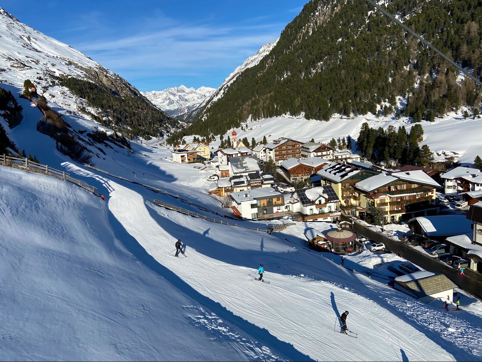 The tiny mountaineering village of Vent at 1,900 m deep in the upper Otztal in winter