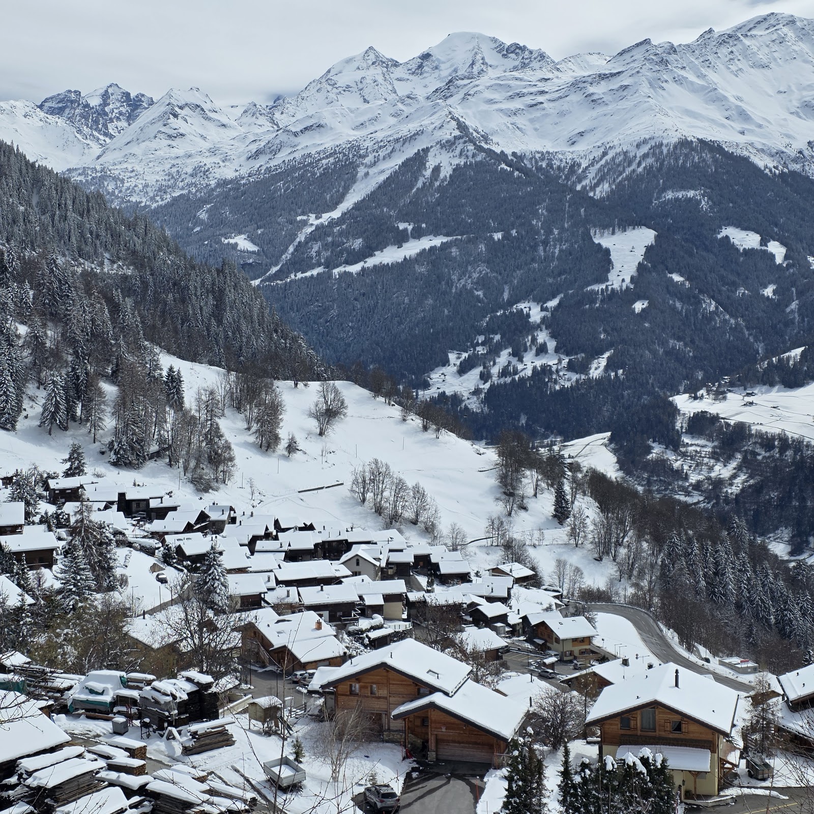 The rocky summit of Mont Fort above Verbier with skiers and big views