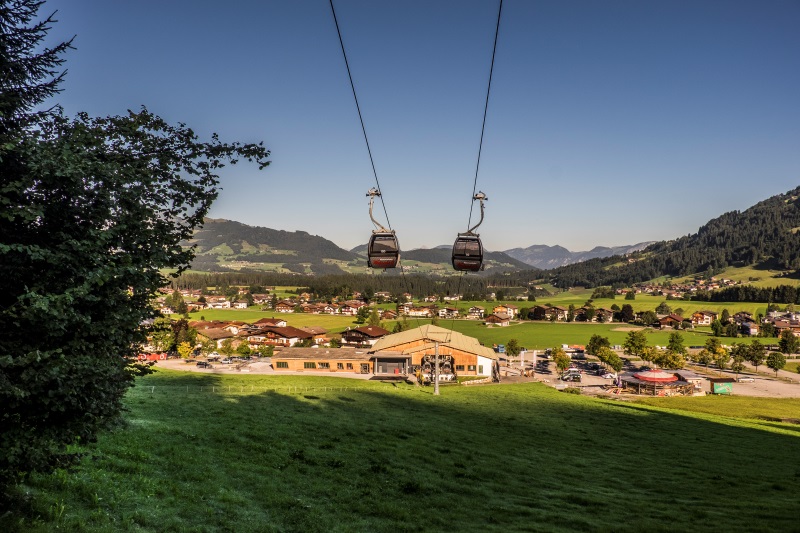 The traditional Tyrolean village of Westendorf below the slopes of the SkiWelt in Austria