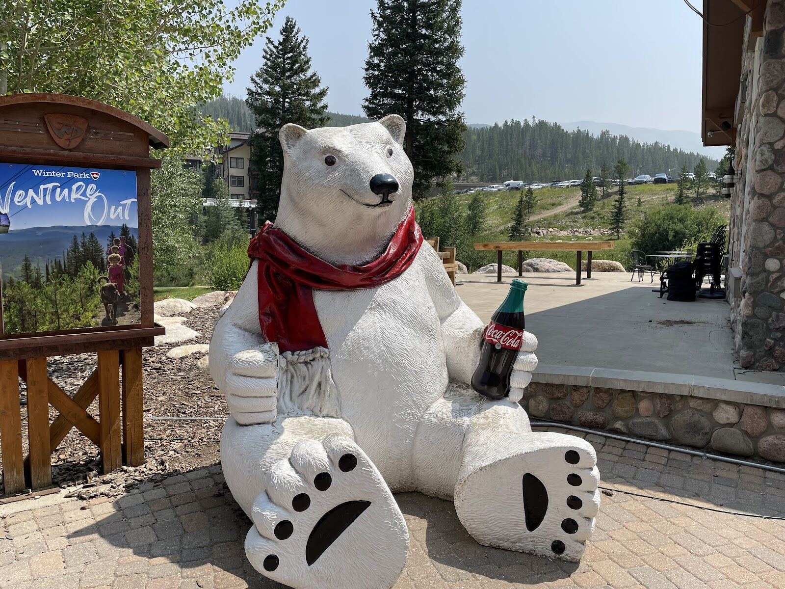 The base area lifts and snowy slopes at Winter Park Resort