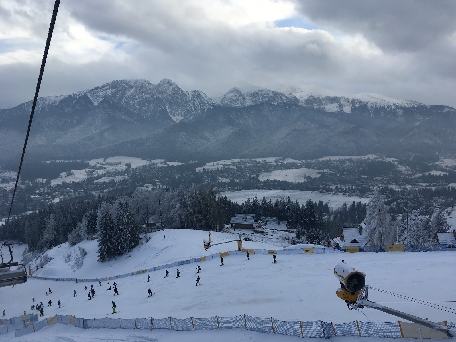 Snow covered ski slopes above Zakopane in the High Tatras