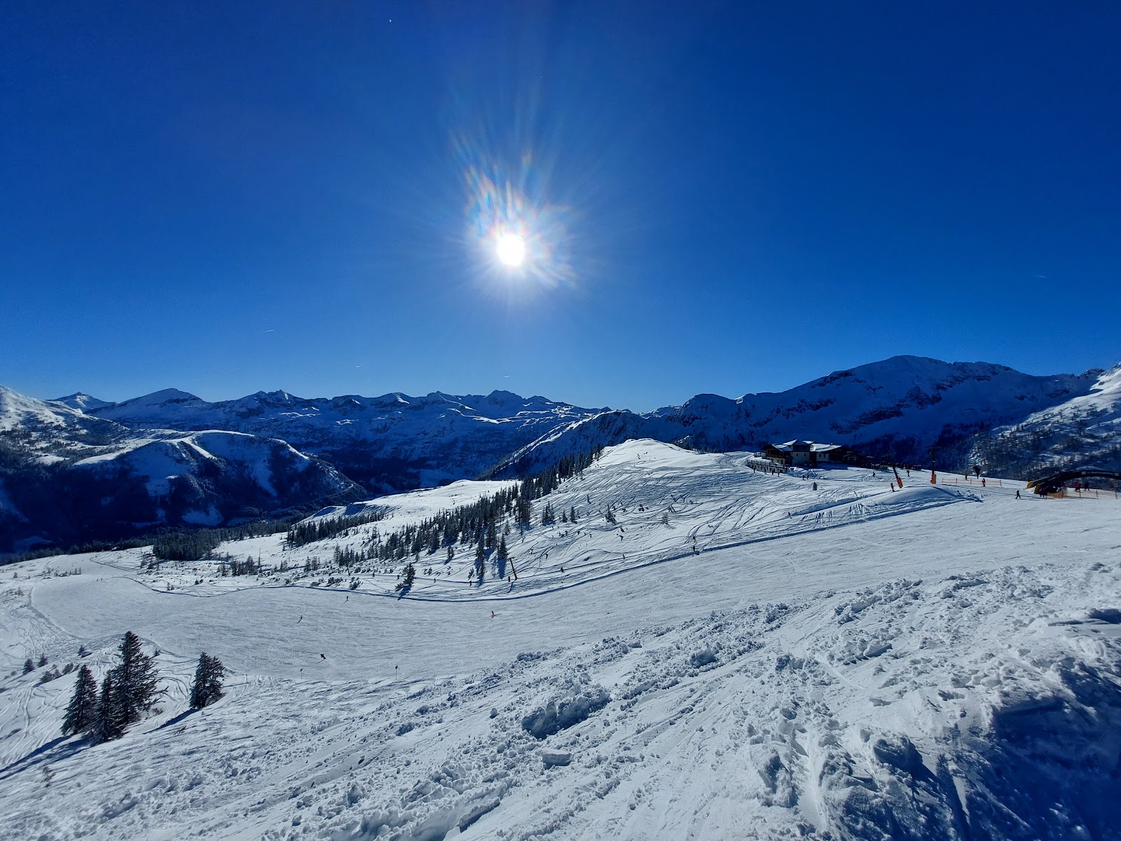 Wide well groomed blue runs linking toward Flachau from Zauchensee